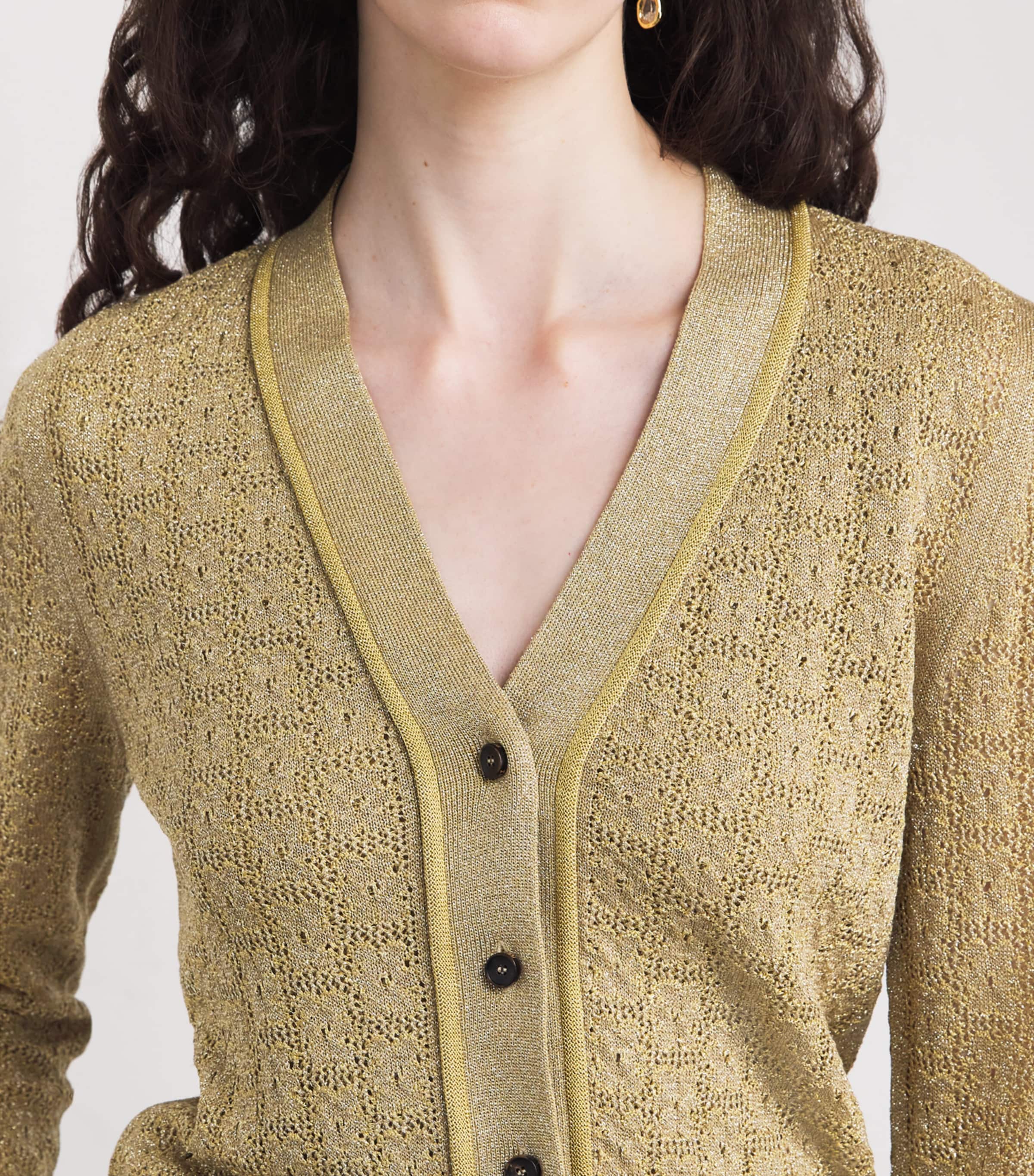 Woven Lurex Cardigan GLD111 GOLD Image 6