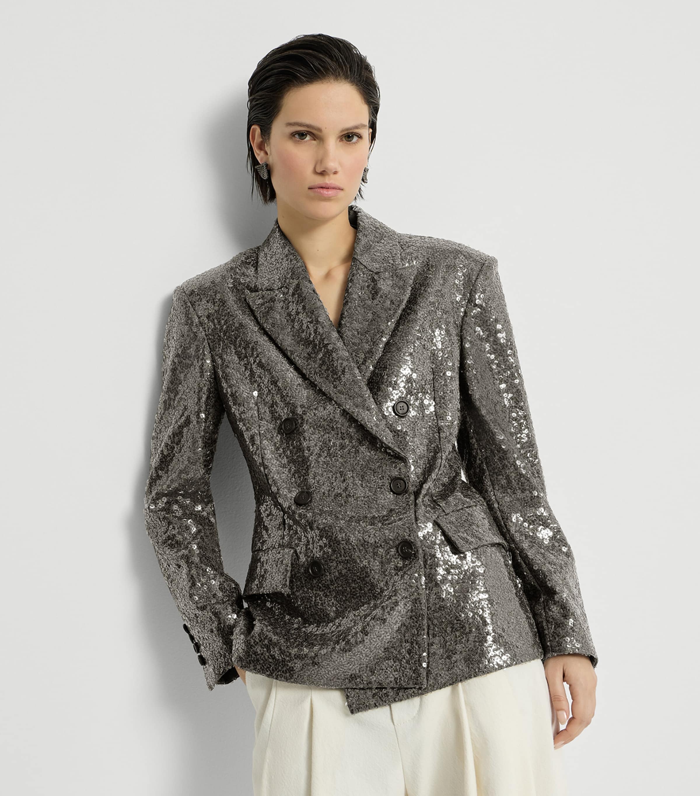 Brunello Cucinelli Womens Virgin Wool Sequin Blazer Image 4