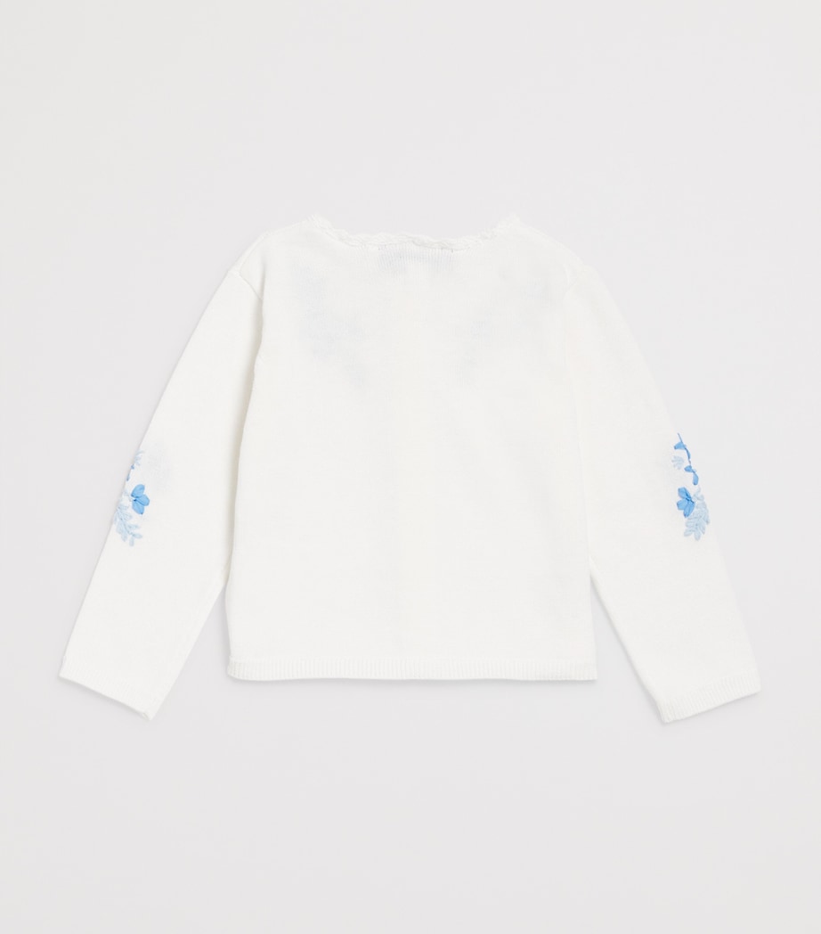 Cotton Floral Embroidered Cardigan (3 Months – 4 Years) 45BLEU ÉLÉCTRIQUE Image 2