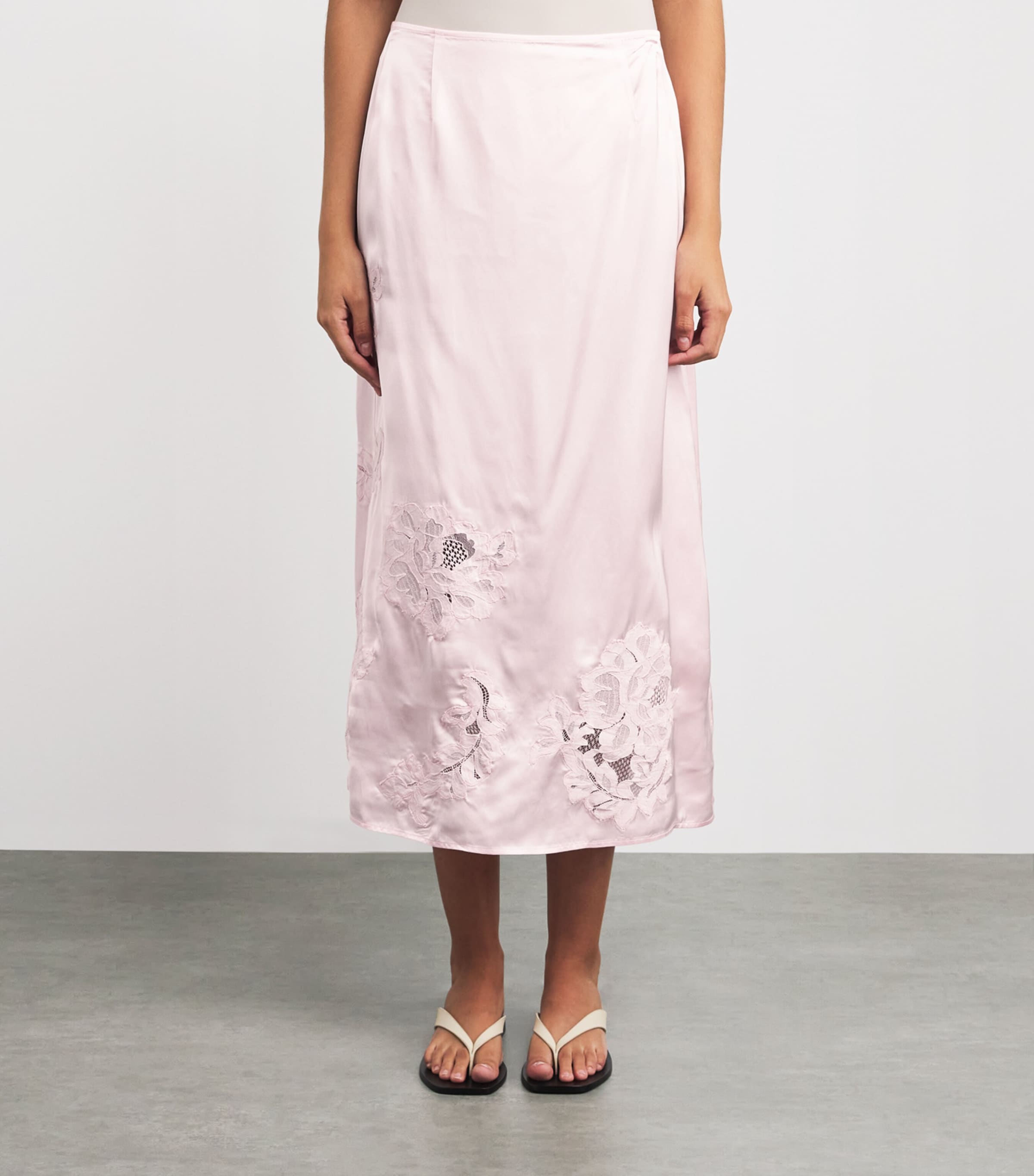 Herskind Womens Lace-Detail Amanda Maxi Skirt Pale Pink Image 4