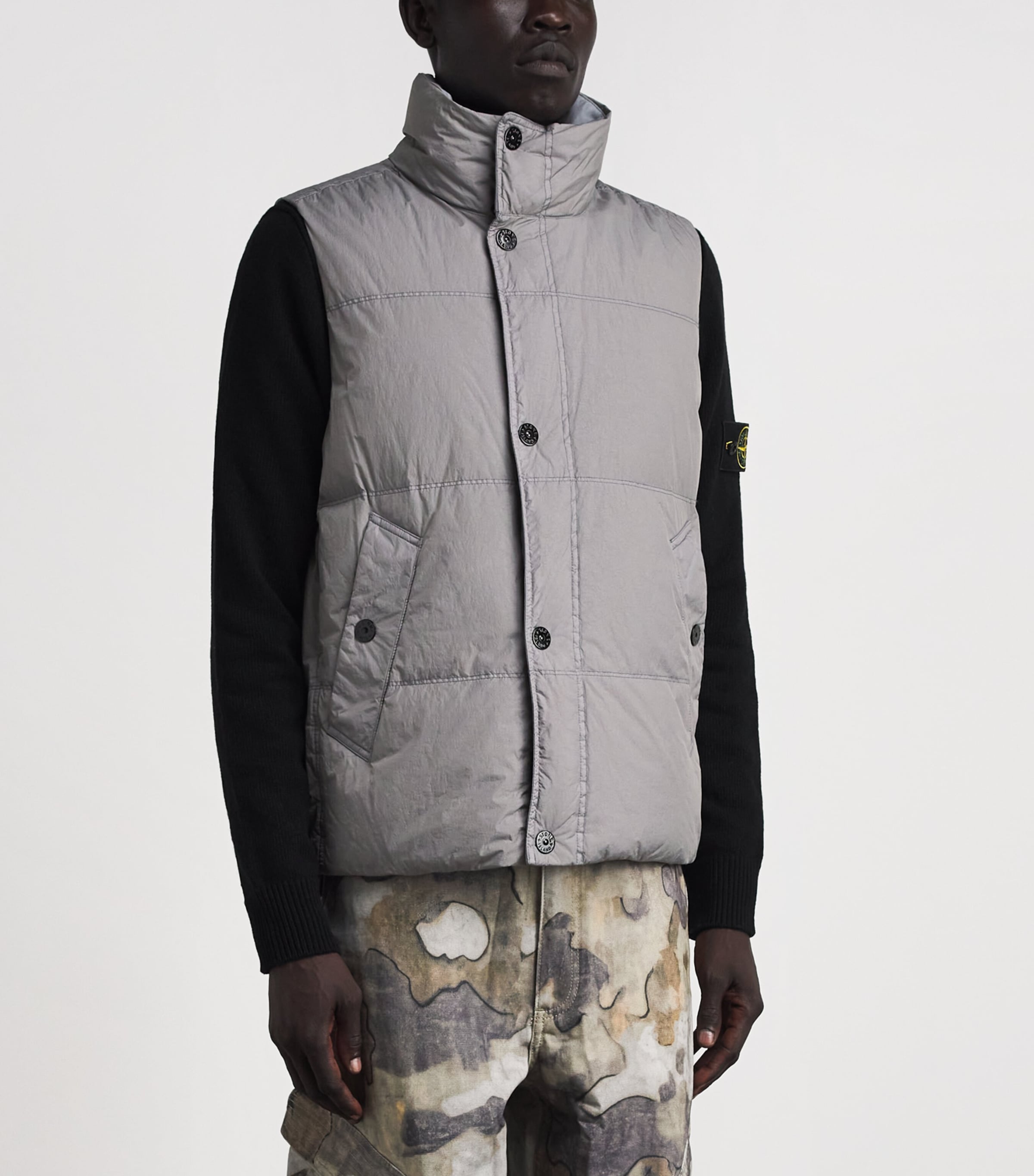 Stone Island Mens Down-Fill Crinkle Reps NY Gilet Image 4