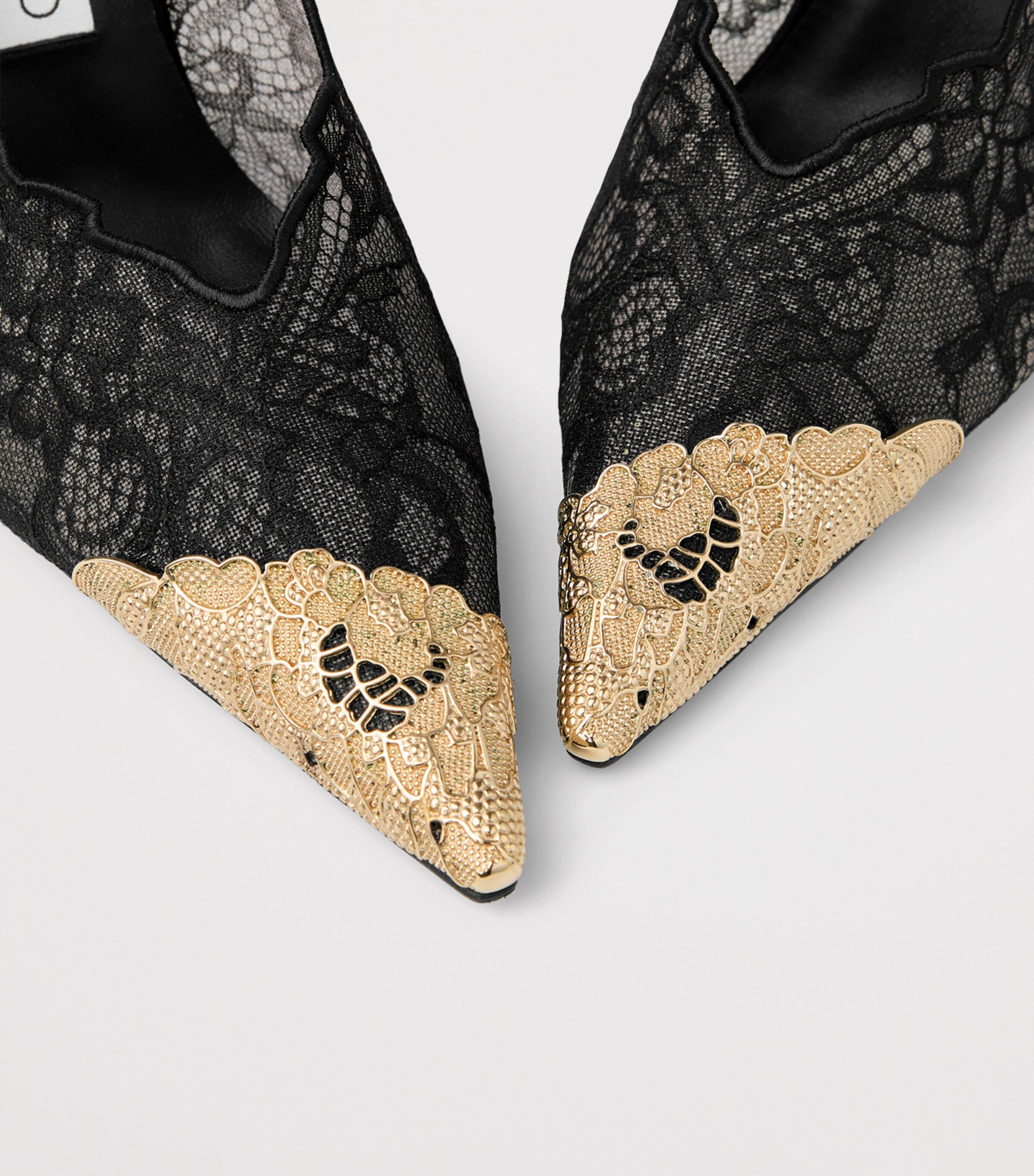 Jimmy Choo Faiz 100 Lace Pumps Black/vintage Gold Image 6