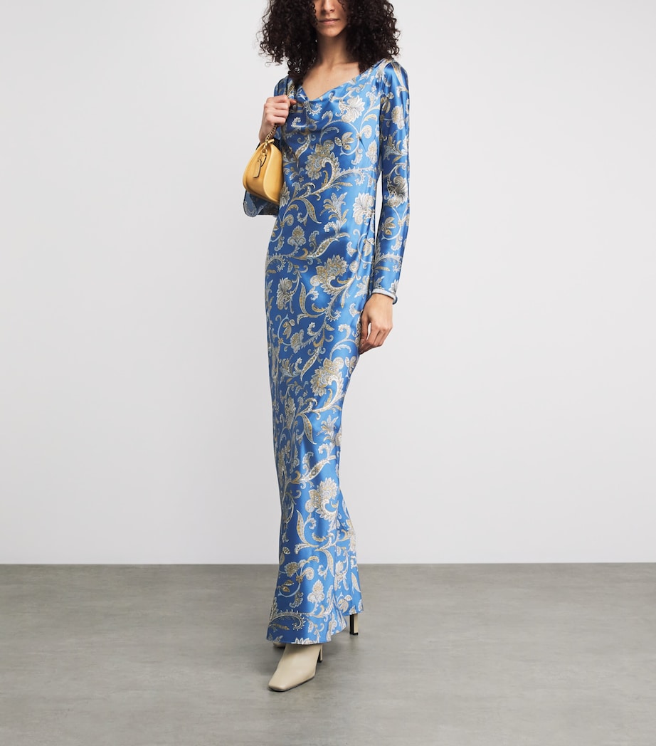 Veronica Beard Womens Silk-Blend Paisley Ember Maxi Dress Blu Coast Mlti Image 2