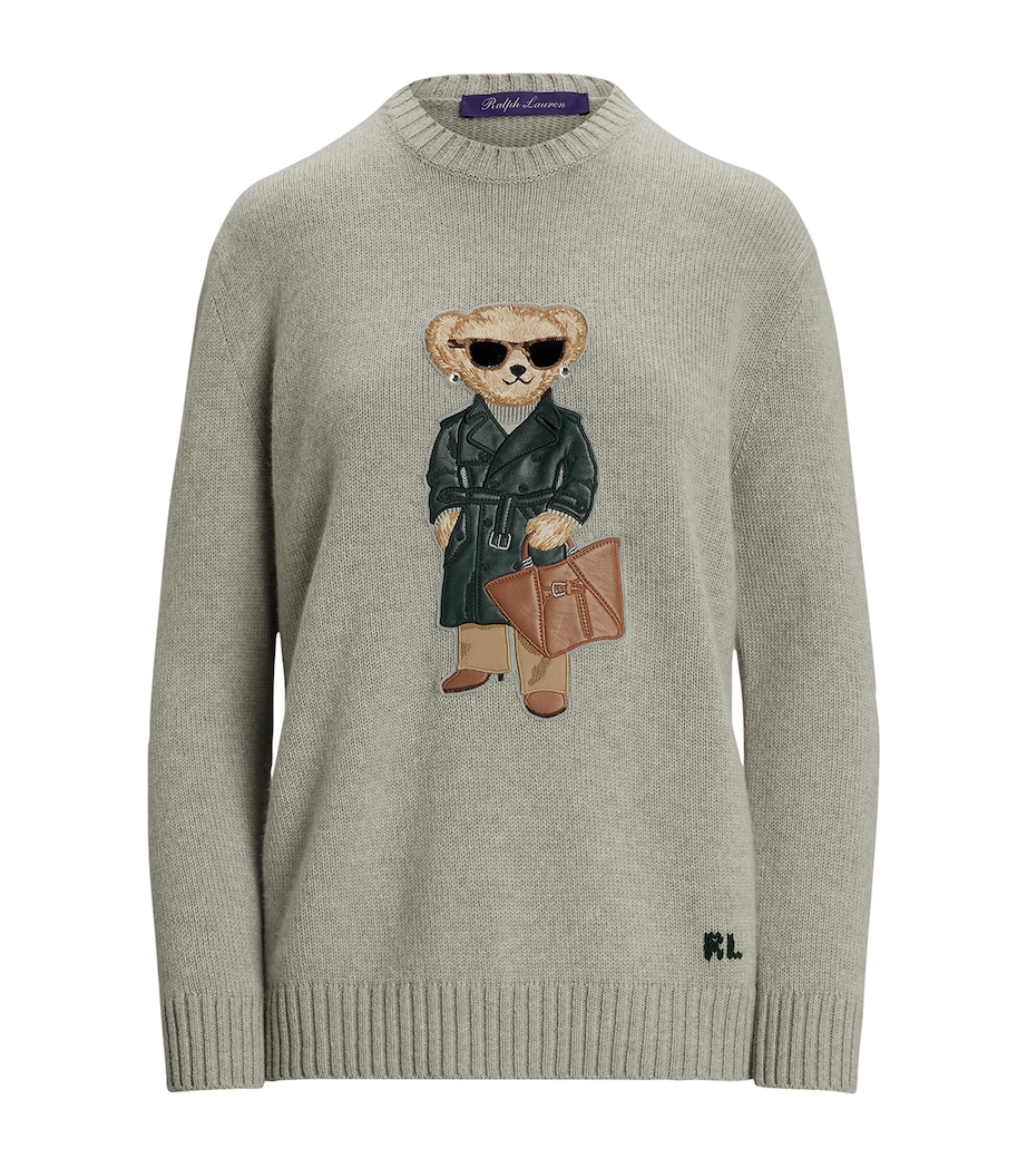 Cashmere Polo Bear Jumper PEARL GREY MELANGE Image 1