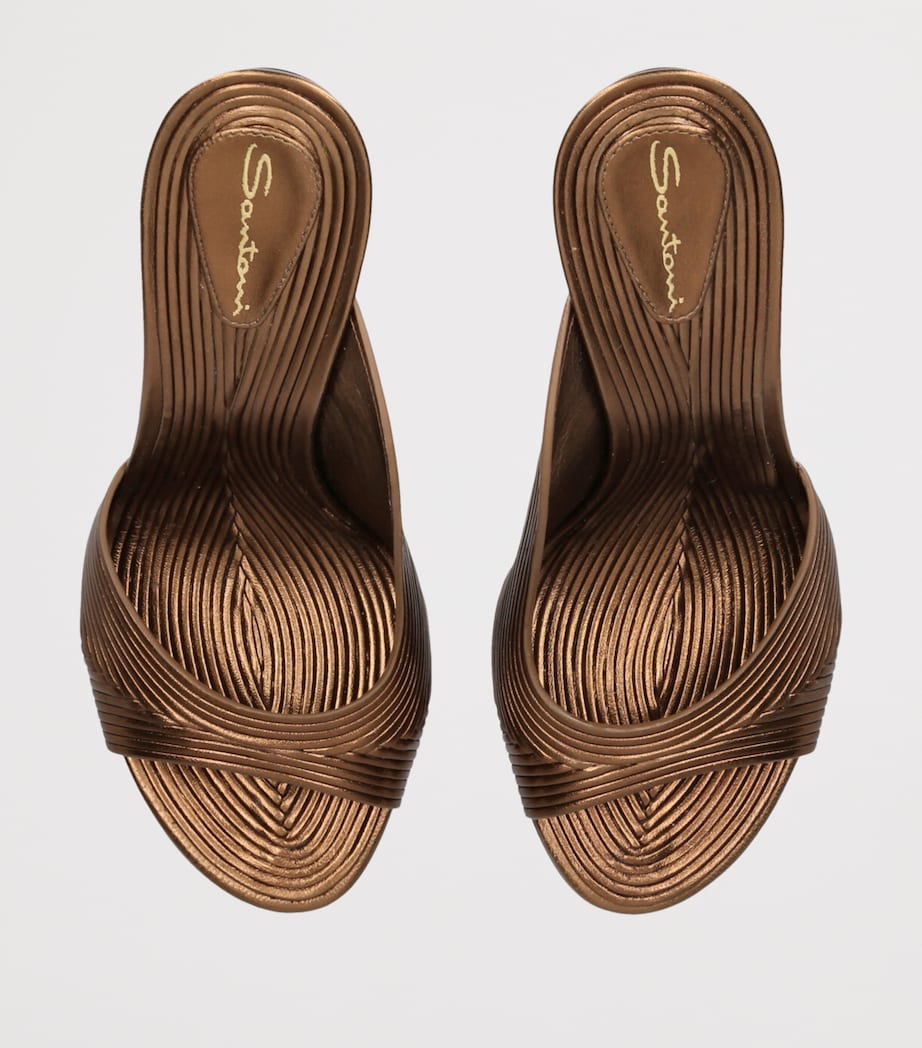 Santoni Nappa Leather Serpentine Mules 105 Gold Image 4