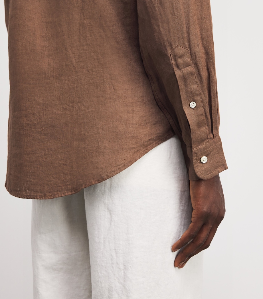 Polo Ralph Lauren Mens Linen Custom Fit Shirt Brown Image 6