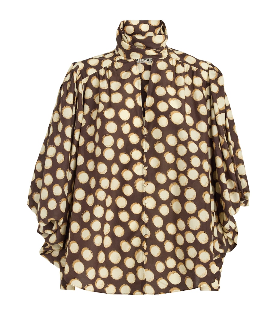ALEMAIS Womens Cotton-Silk Paula Blouse Chocolate Image 1