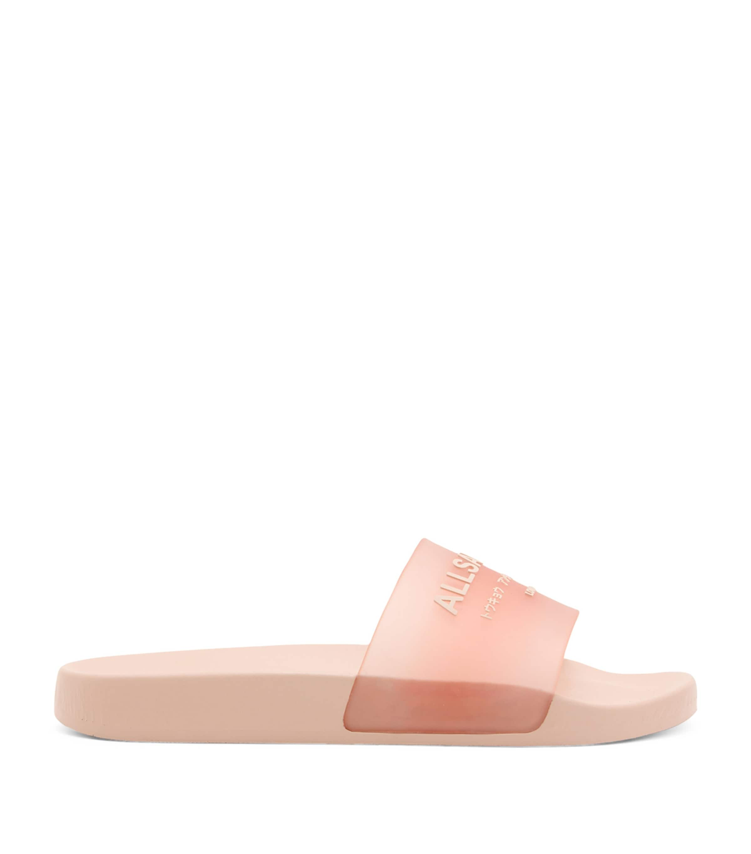 Shop Allsaints Logo Underground Slides In Pink