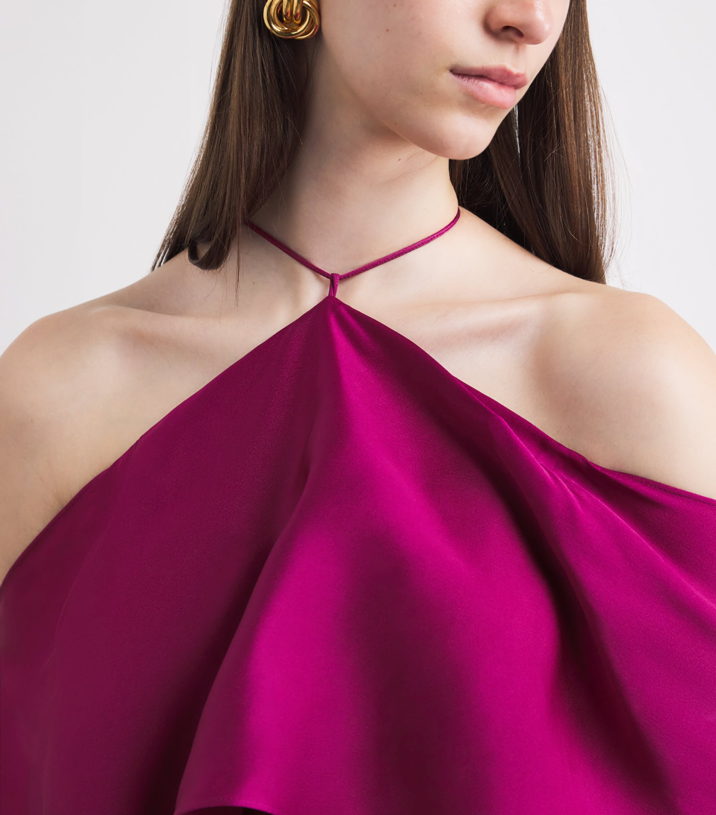 Taller Marmo Womens Halterneck Nan Maxi Dress Pomegranate Image 3