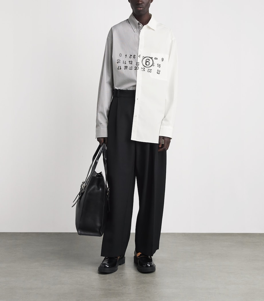 MM6 Maison Margiela Mens Oversized Stripe Numeric Shirt Off White/grey Image 2