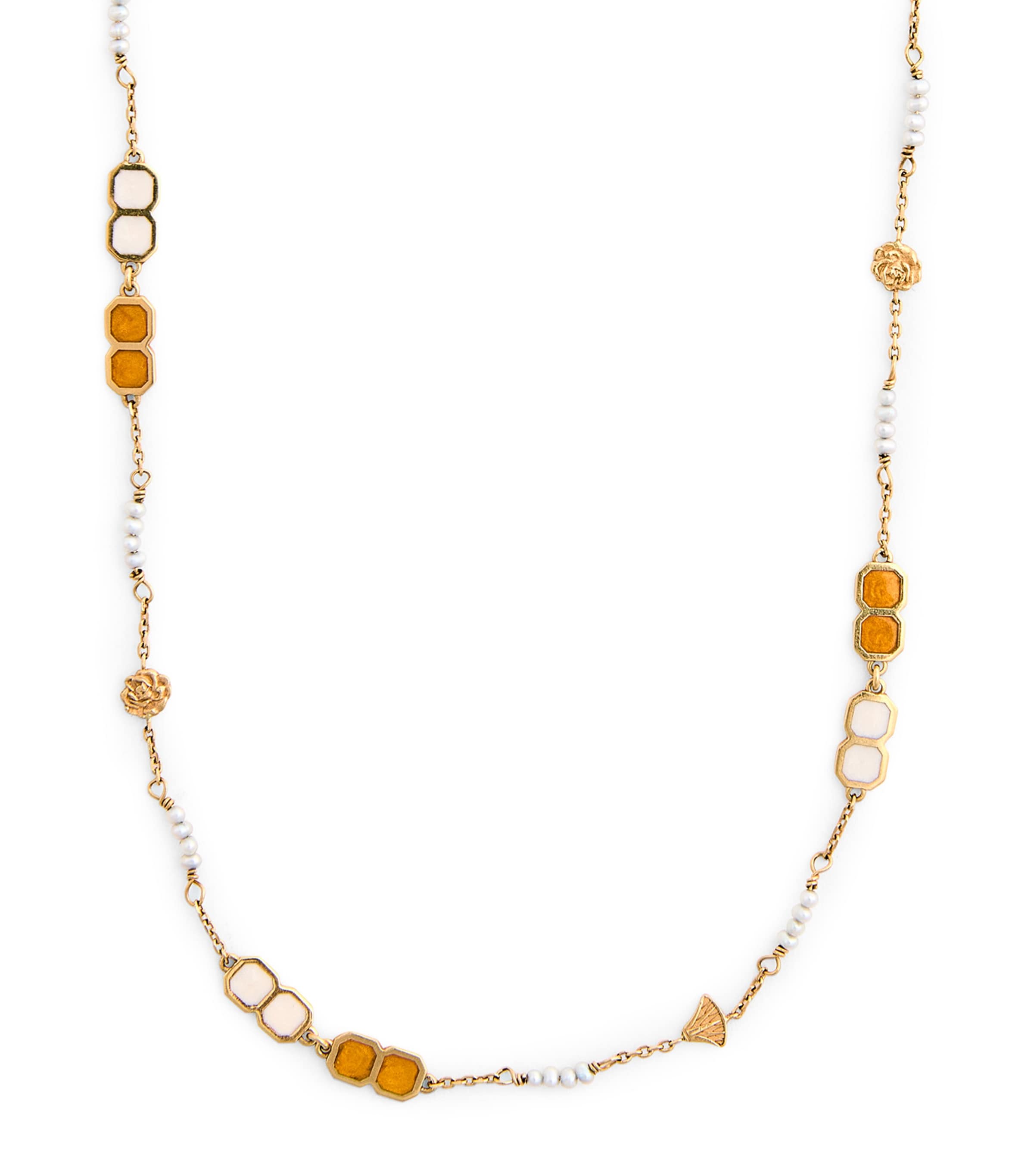 Shop Katarina Tarazi Yellow Gold And Pearl Neo Sautoir Necklace