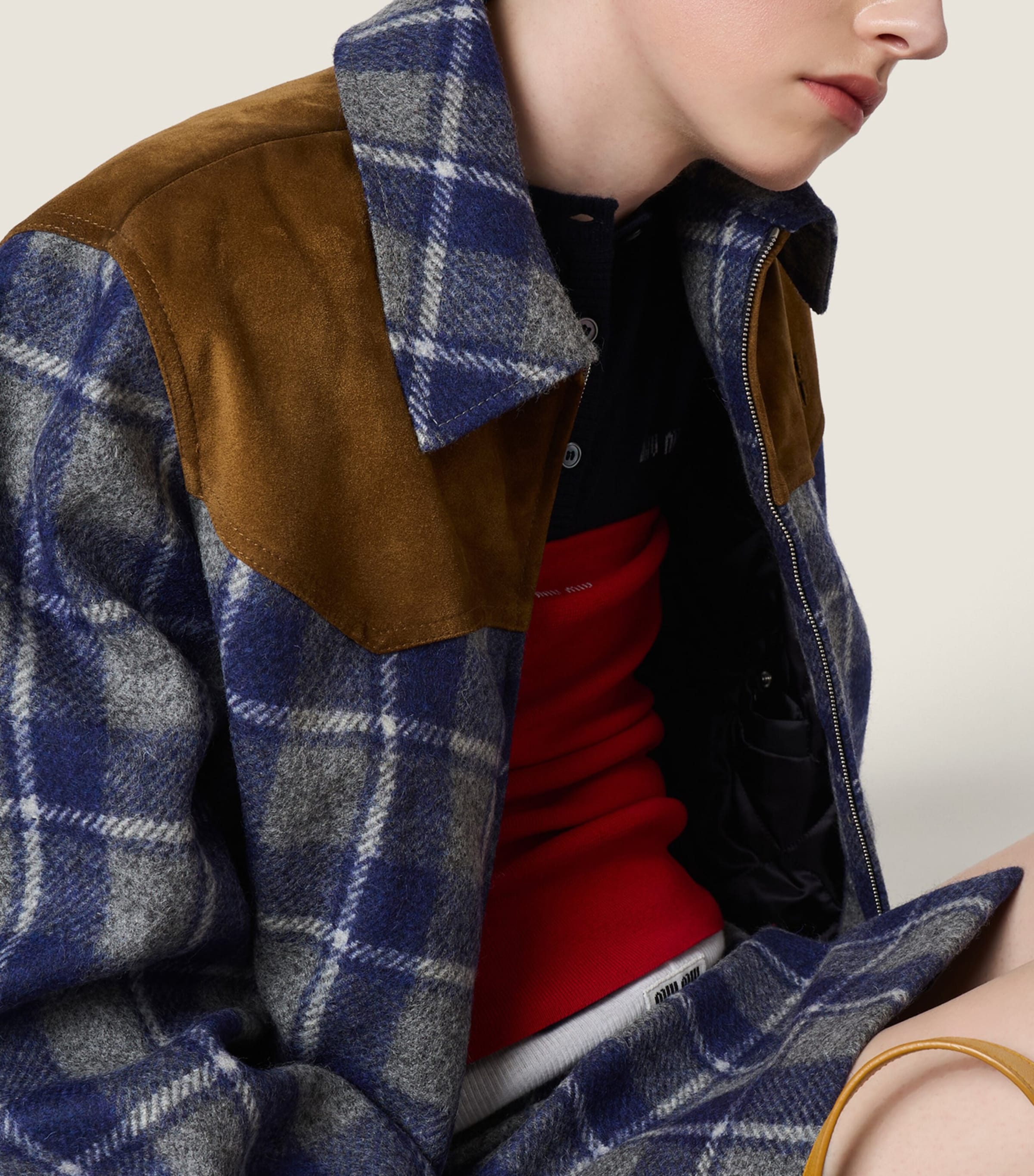 Miu Miu Womens Wool Check Jacket Image 6