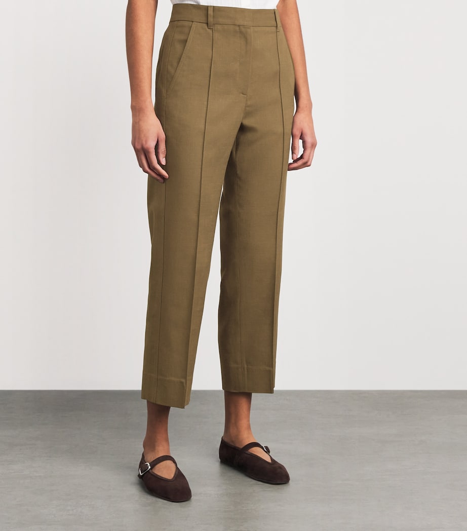 ME+EM Womens Slim Cropped Tailored Trousers Olive Green Image 4