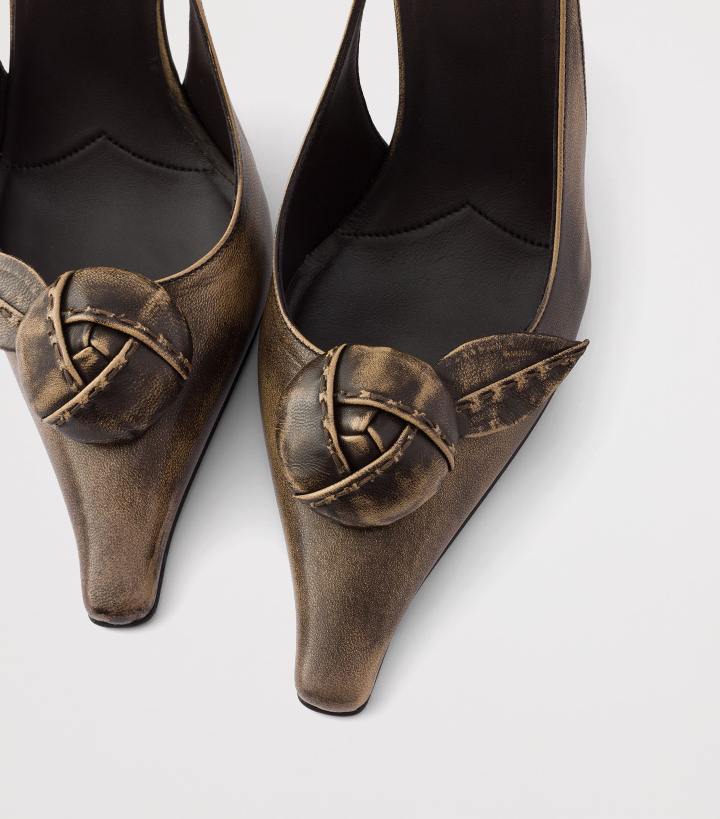 Prada Leather Bow-Detail Slingback Pumps 90 Neutral Image 6