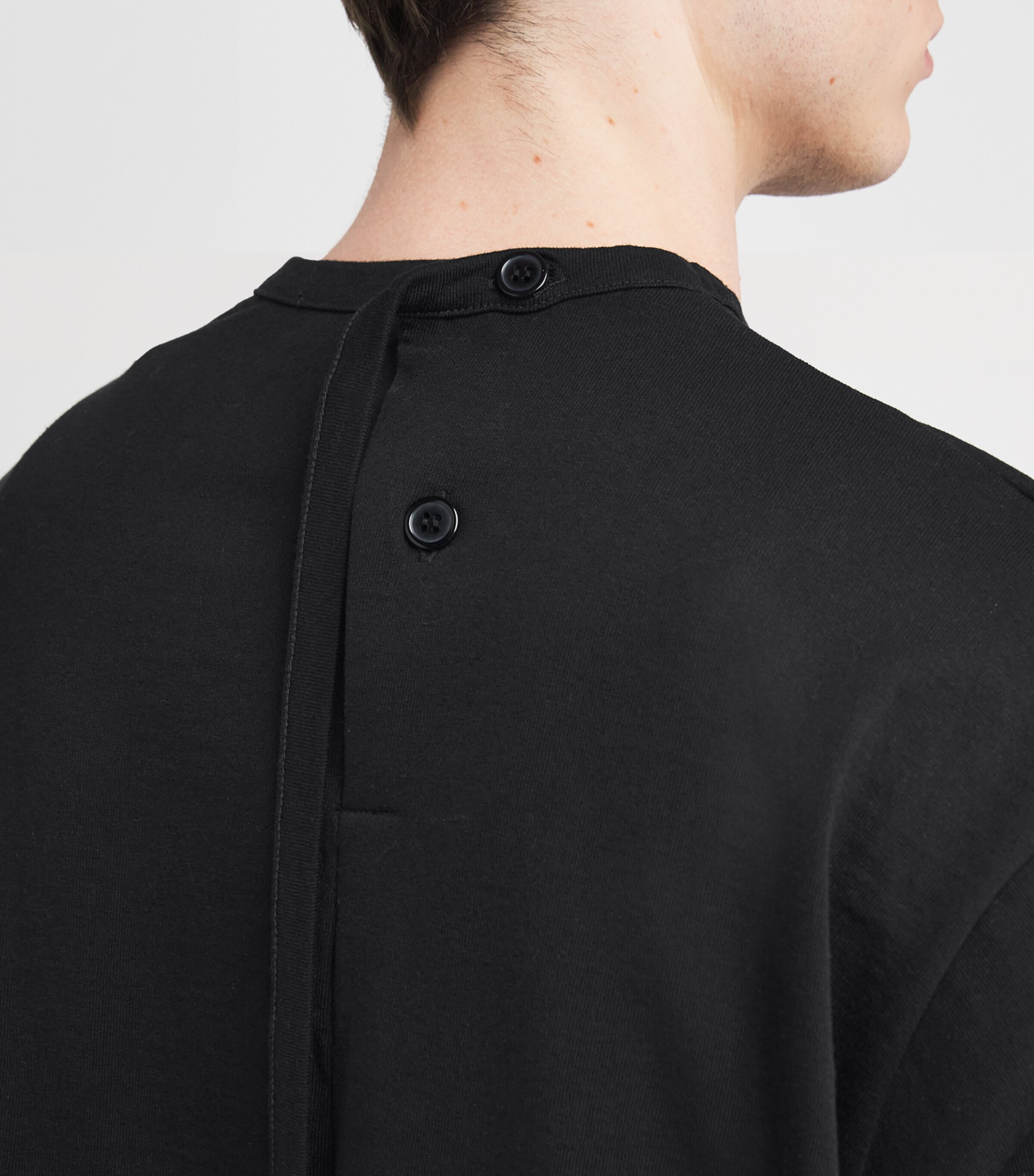 Yohji Yamamoto Black Cotton Binder-Detail Henley T-Shirt | Harrods US