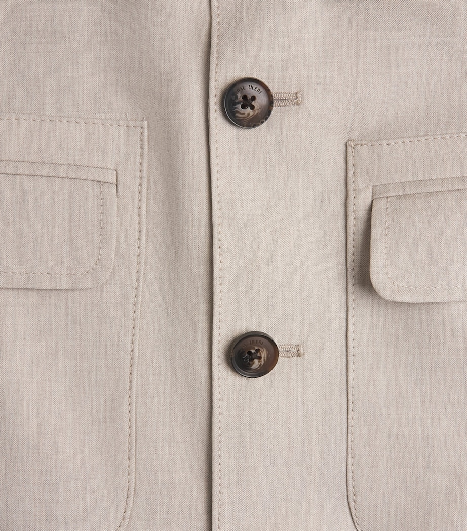 Pal Zileri Mens Stretch-Virgin Wool Overshirt Natural Image 6