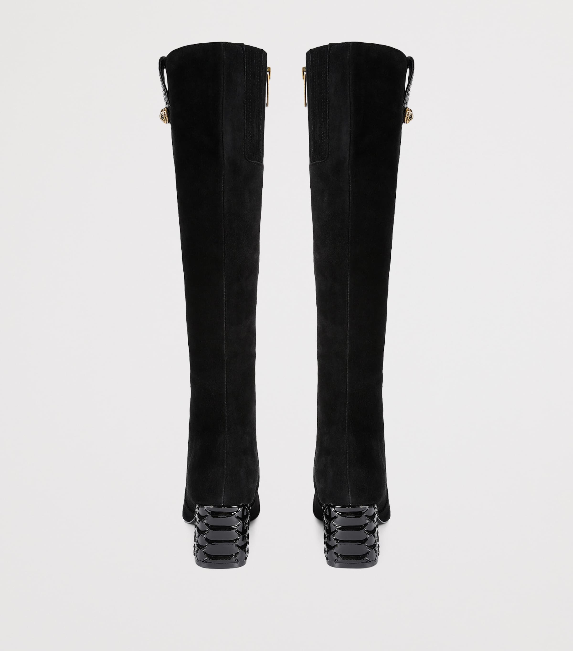 Suede Chelsea Trim Knee-High Boots BLACK Image 2
