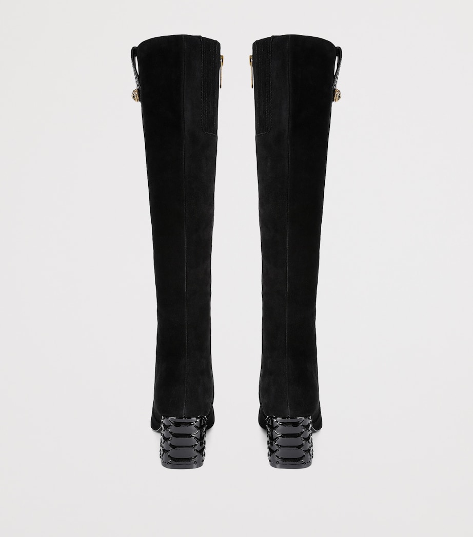 Suede Chelsea Trim Knee-High Boots BLACK Image 2