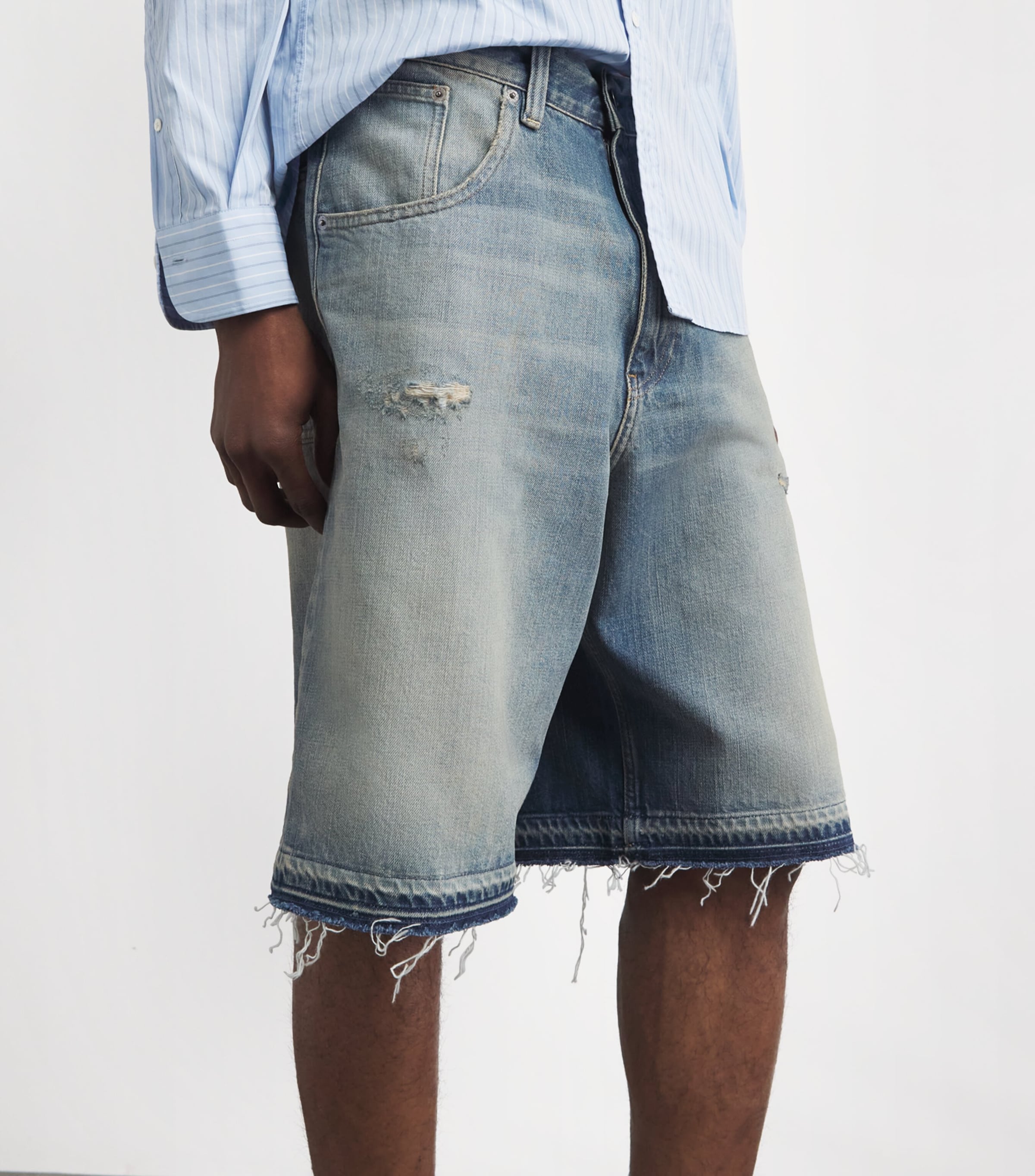 Sunflower Mens Distressed Denim Shorts Denim Image 3