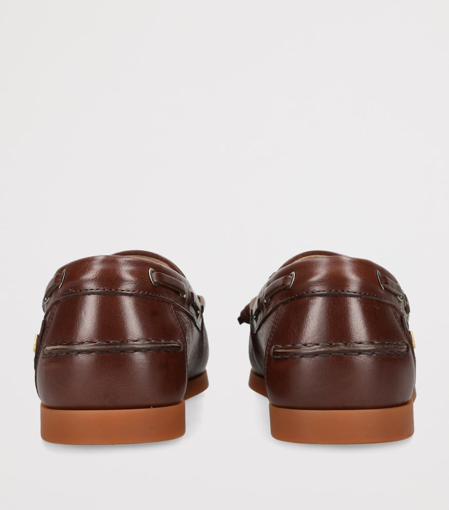 Leather Tassel Boat Shoes BROWN Image 2