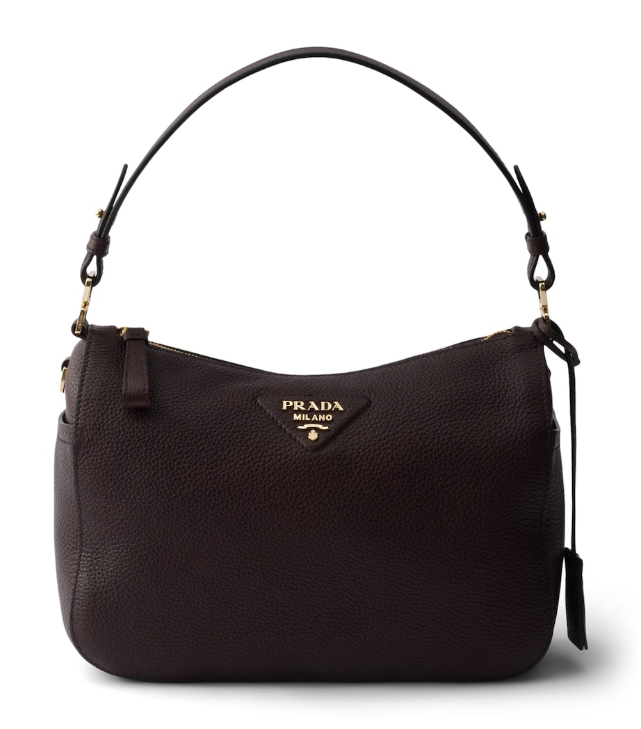 Prada Medium Leather Shoulder Bag Brown Image 1