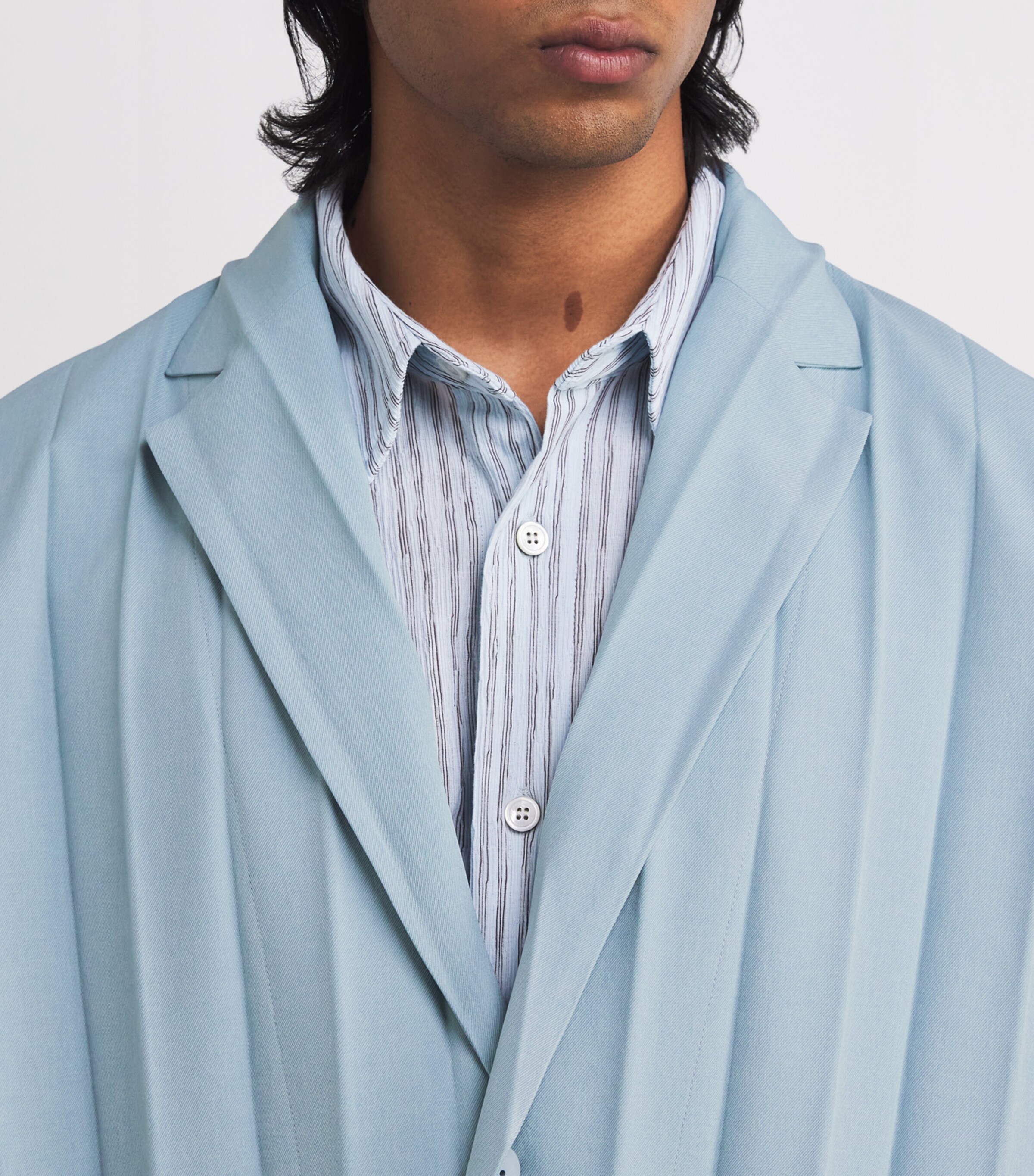 Homme Plissé Issey Miyake Blue Pleated Edge Ensemble Blazer