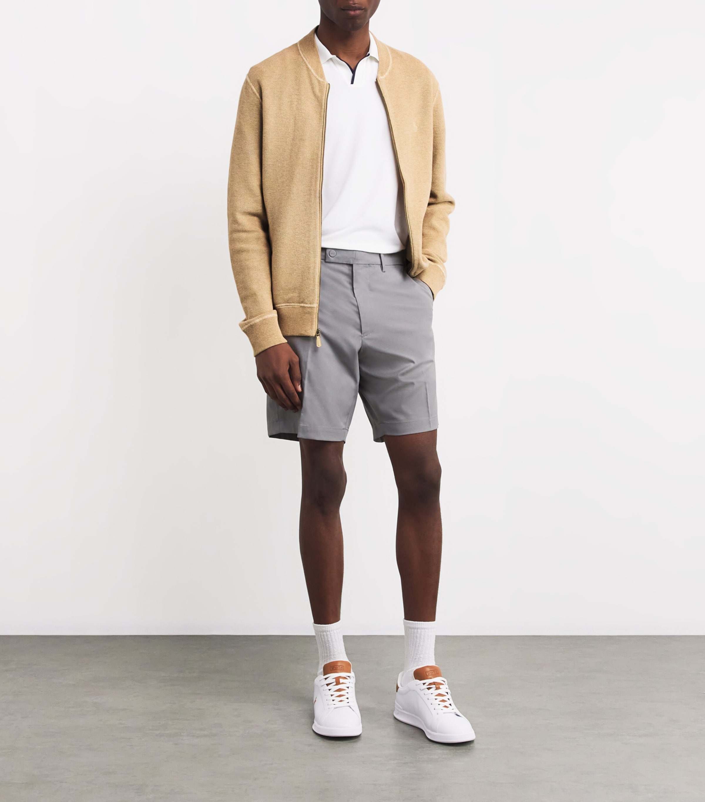 RLX Ralph Lauren Mens Cotton Zip-Up Cardigan Camel Combo Image 2