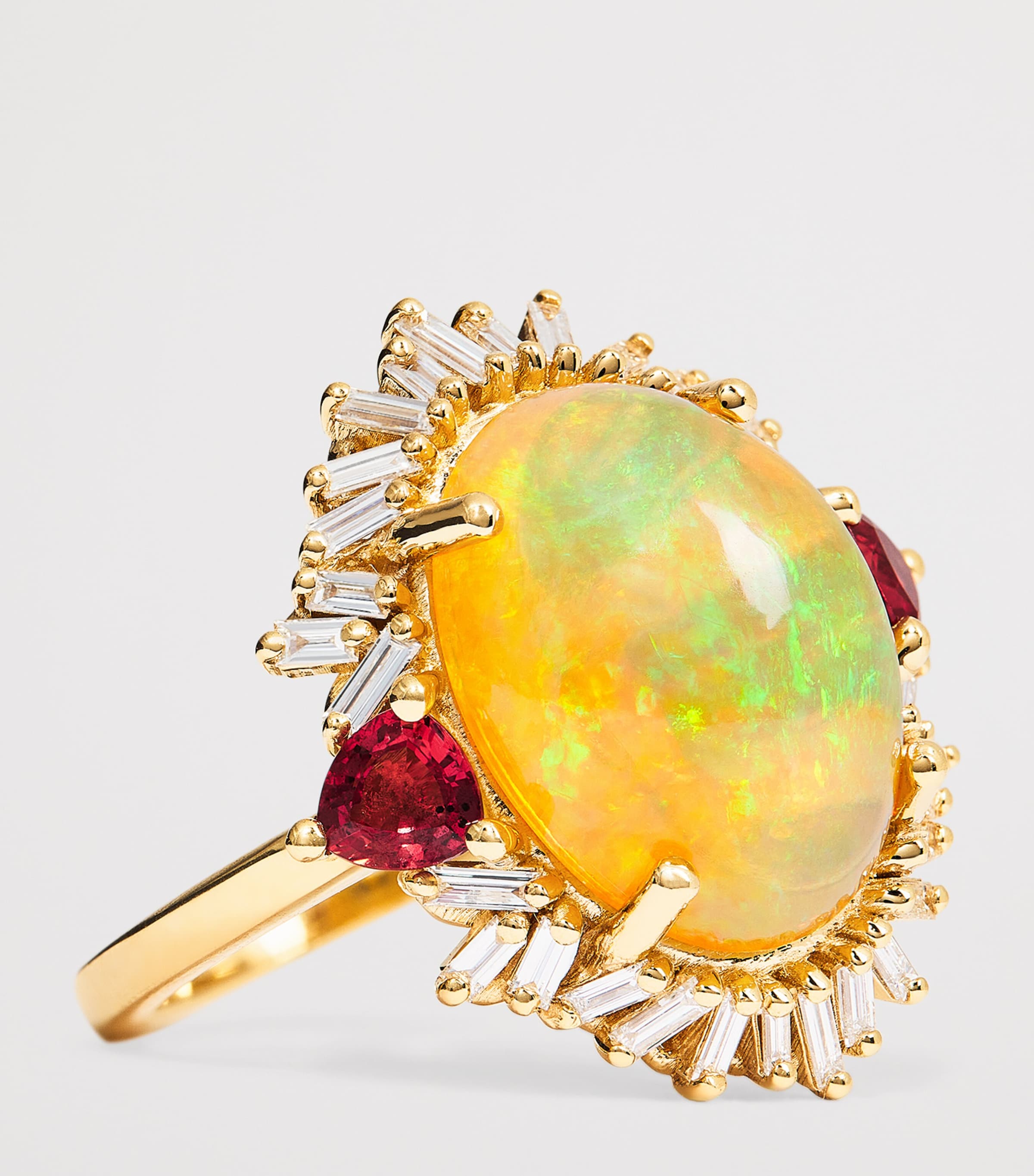 Suzanne Kalan Yellow Gold, Diamond, Sapphire and Opal One of a Kind Oval Portrait Ring Yg/opal/ms Image 5