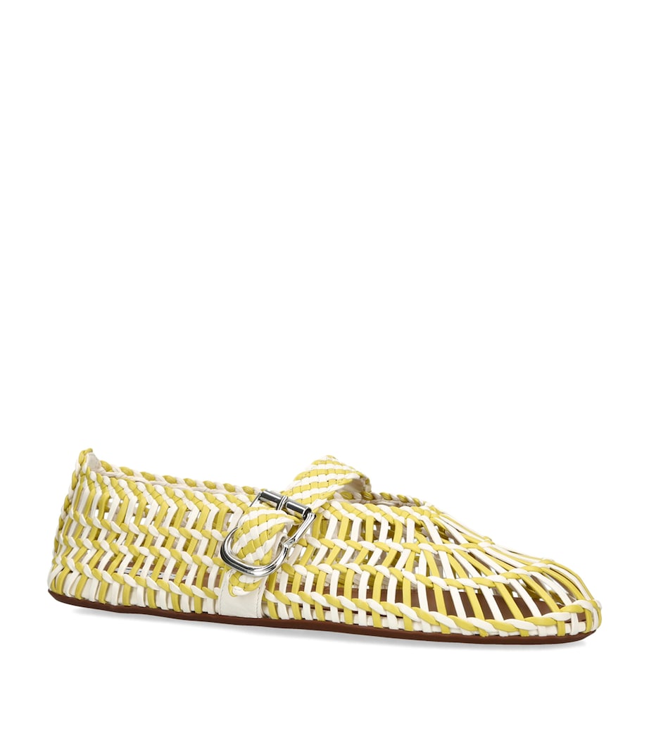 Alaïa Leather Braided Ballerina Flats Yellow Image 2