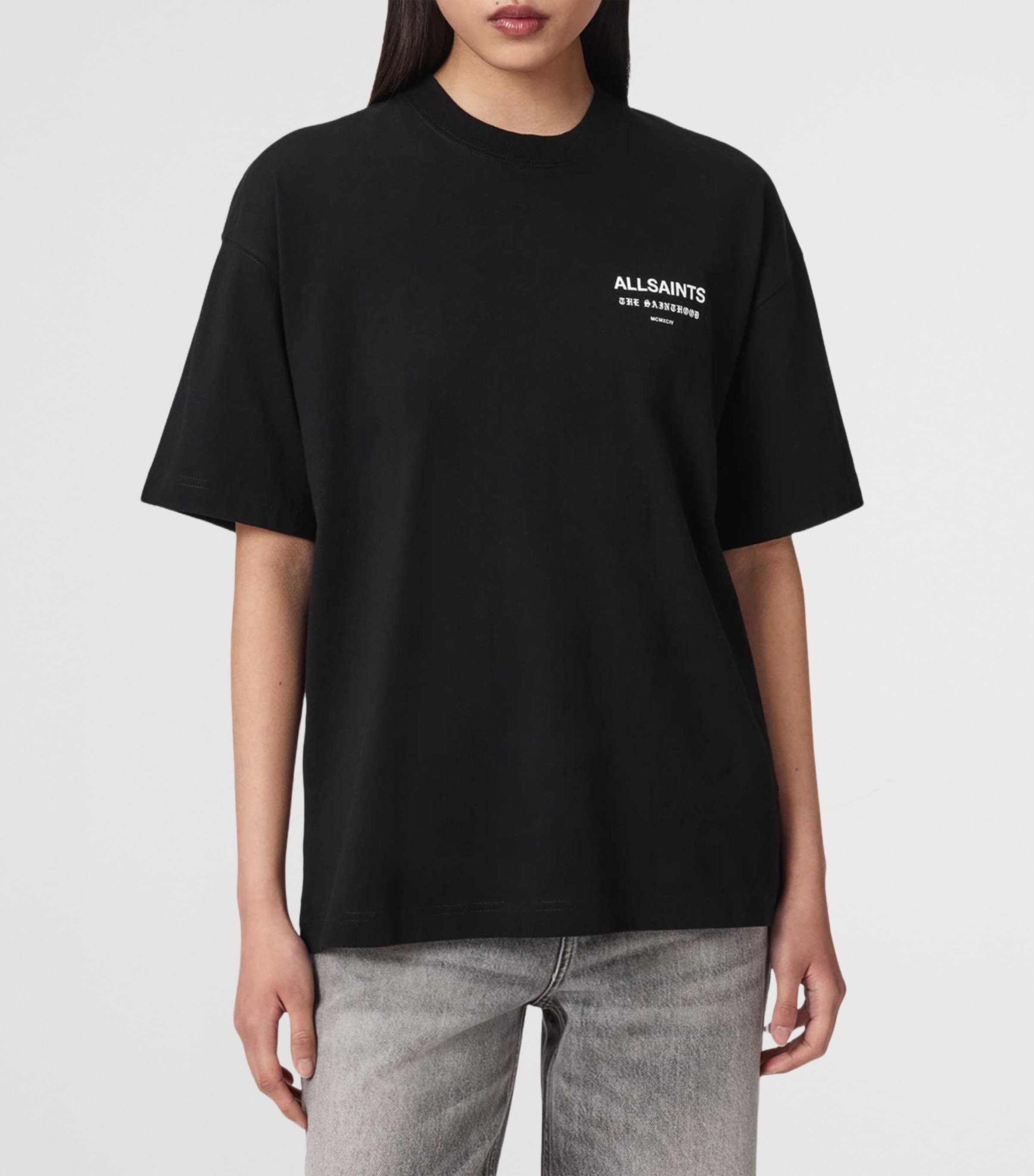 AllSaints Womens Flower Print Eliana Etta T-Shirt Black Image 3