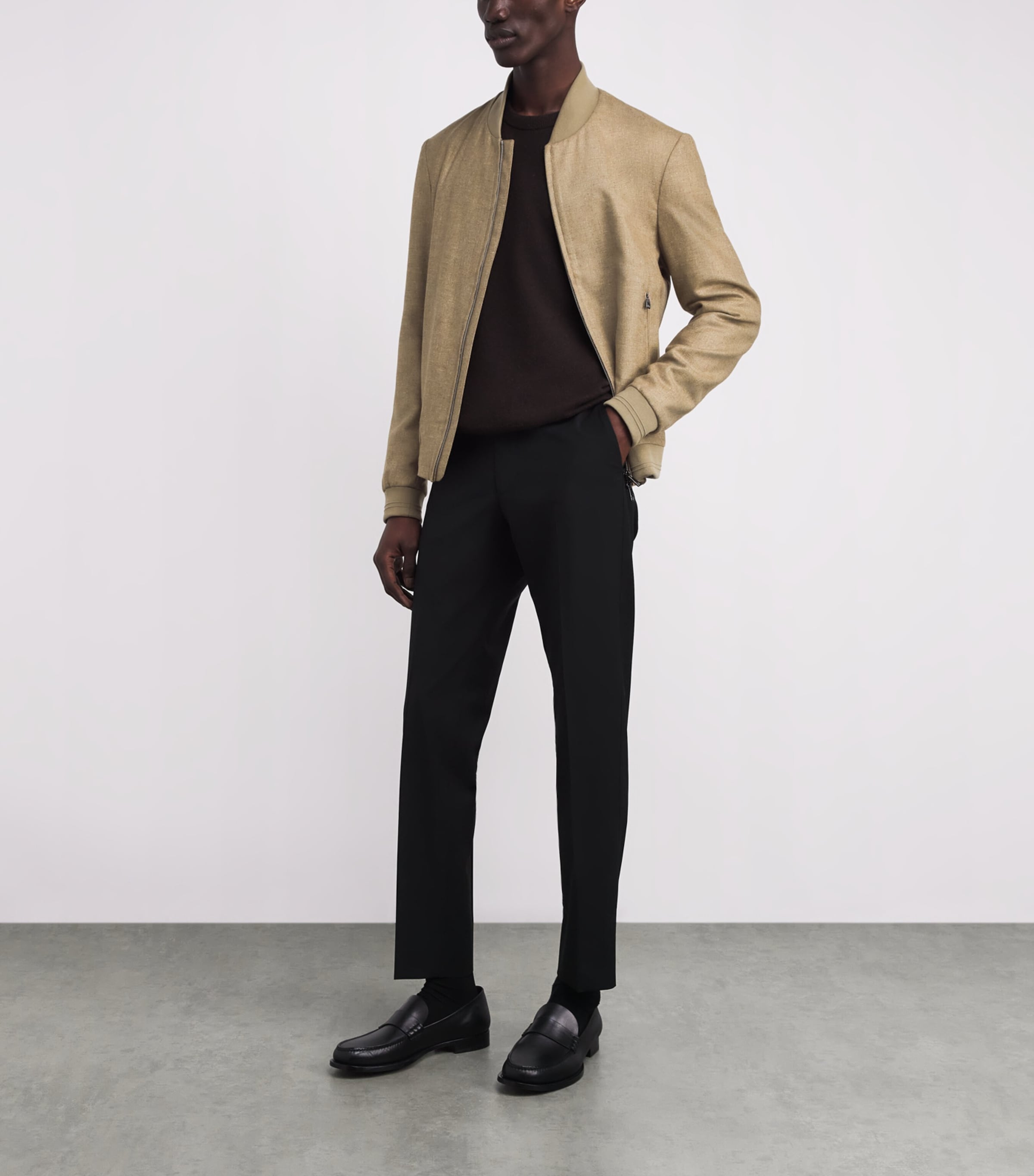 Silk-Virgin Wool Bomber Jacket 035 NATURAL / BEIGE Image 2