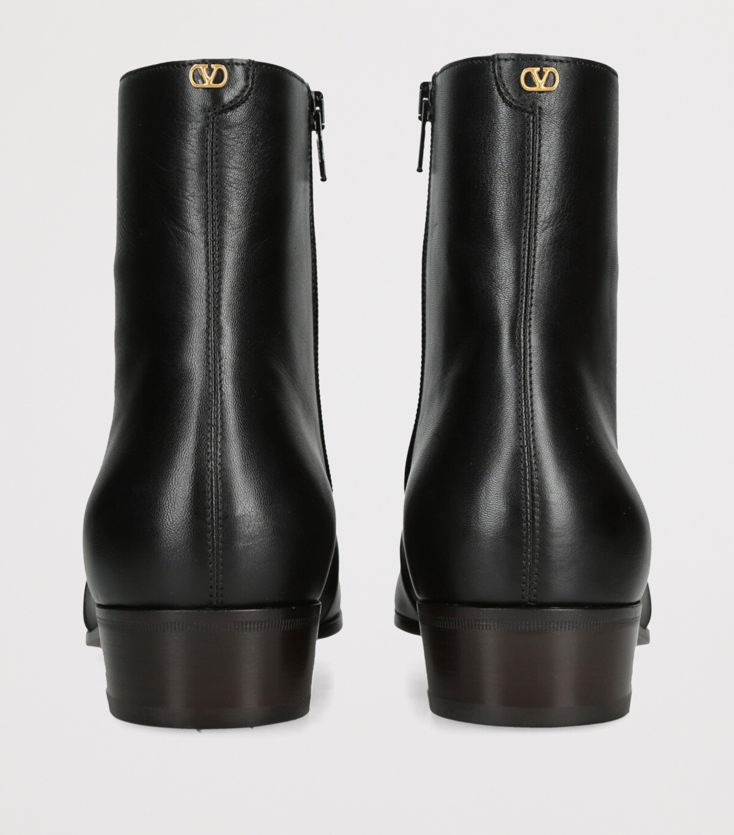 Leather Capretto Ankle Boots BLACK Image 2