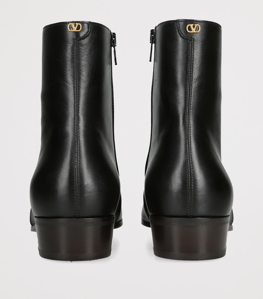 Leather Capretto Ankle Boots BLACK Image 2