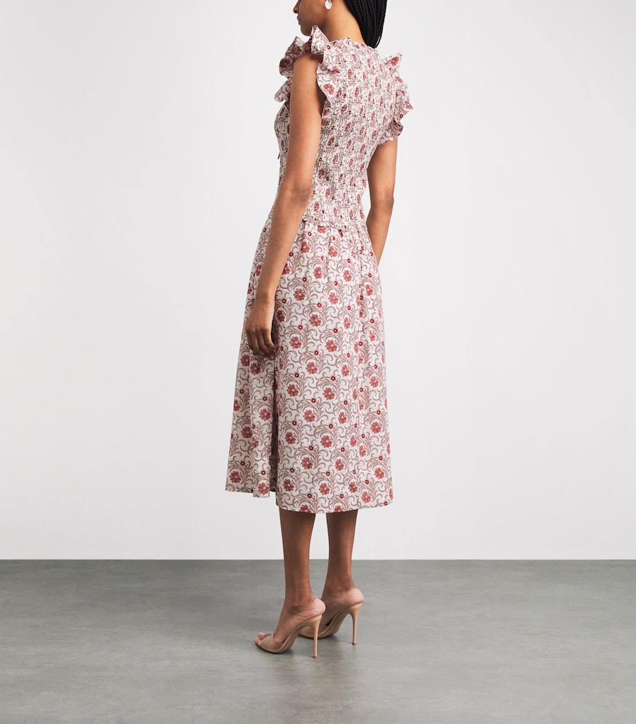 ME+EM Womens Floral Shirred Midi Dress Orange/multi Image 4