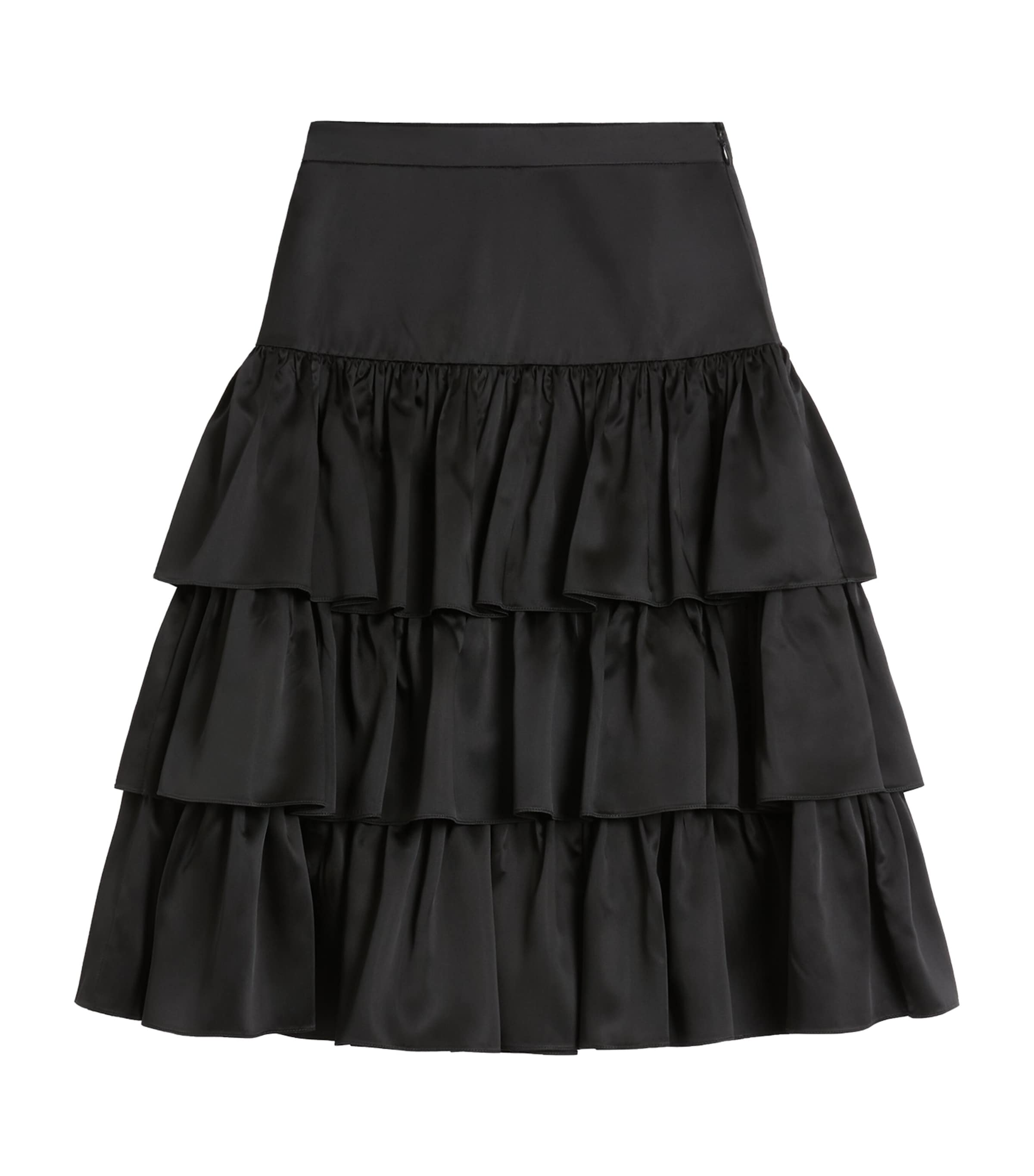 Valentino Ruffled Taffeta Skirt Woman Black 42 In Black