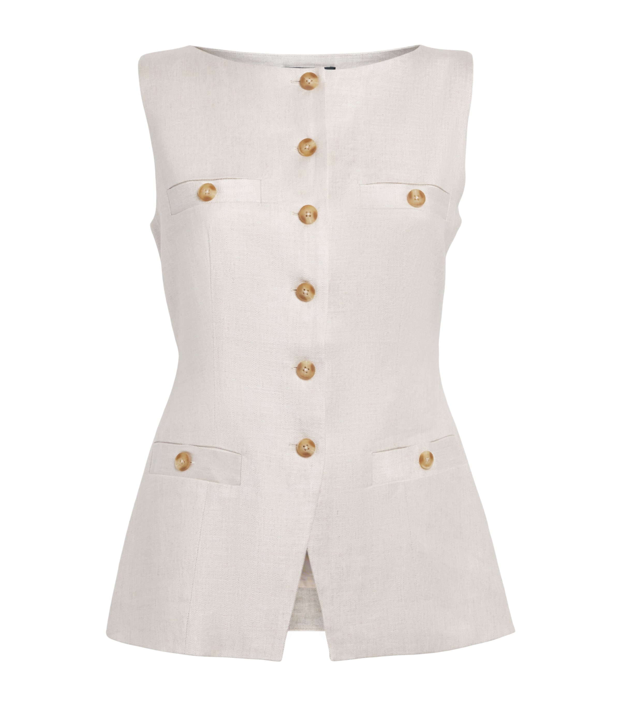 Toccin Linen-Blend Amra Waistcoat Desert