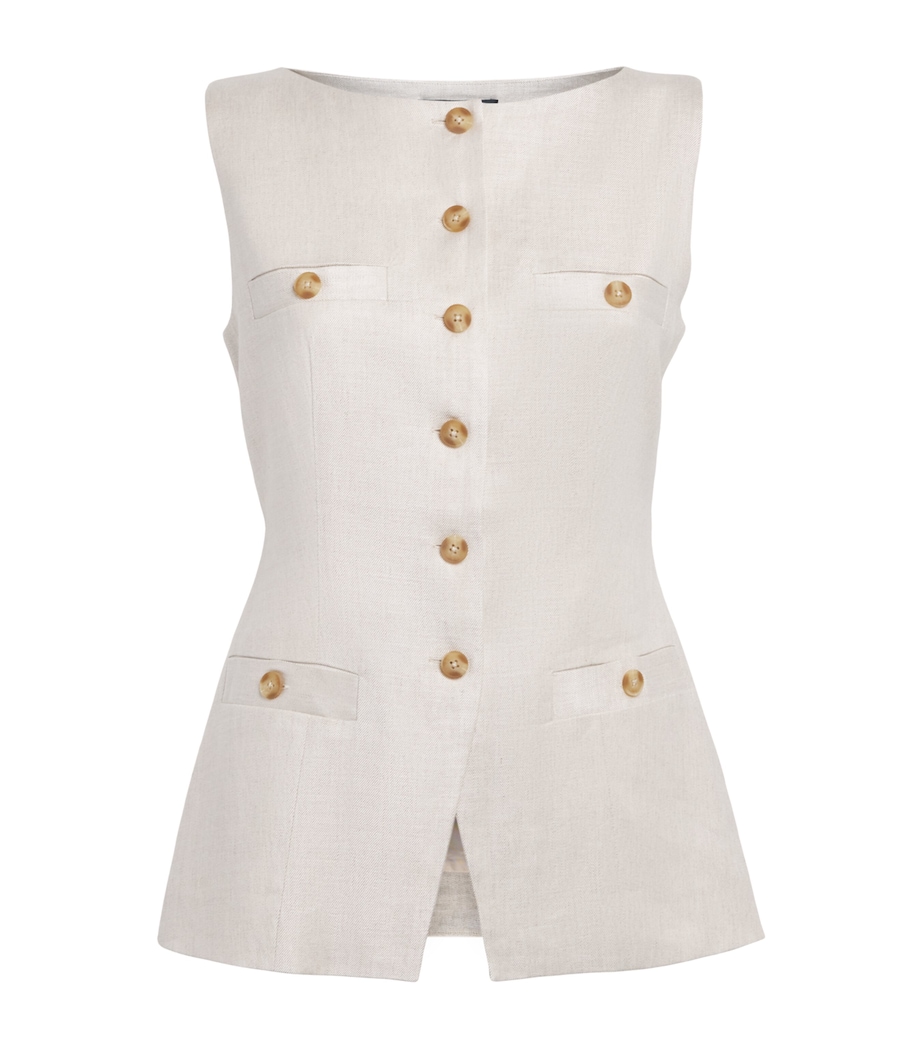Toccin Womens Linen-Blend Amra Waistcoat Desert Image 1