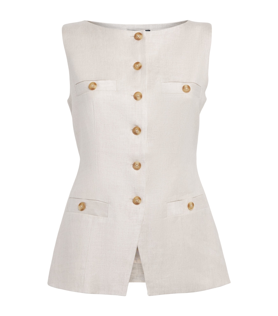 Toccin Linen-Blend Amra Waistcoat Desert