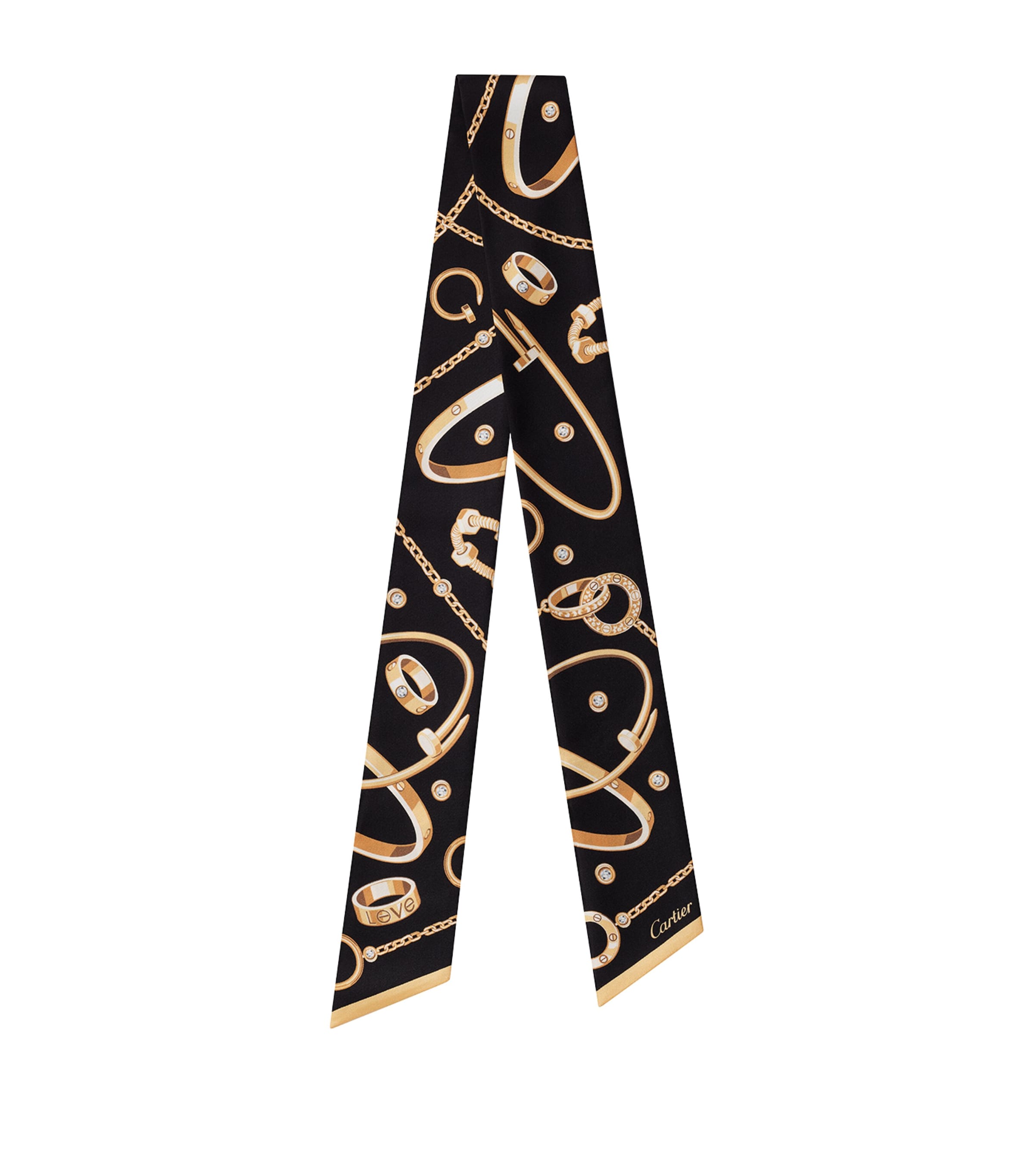 Cartier Womens Black Precious Mundanity Graphic-print Silk-twill Headband