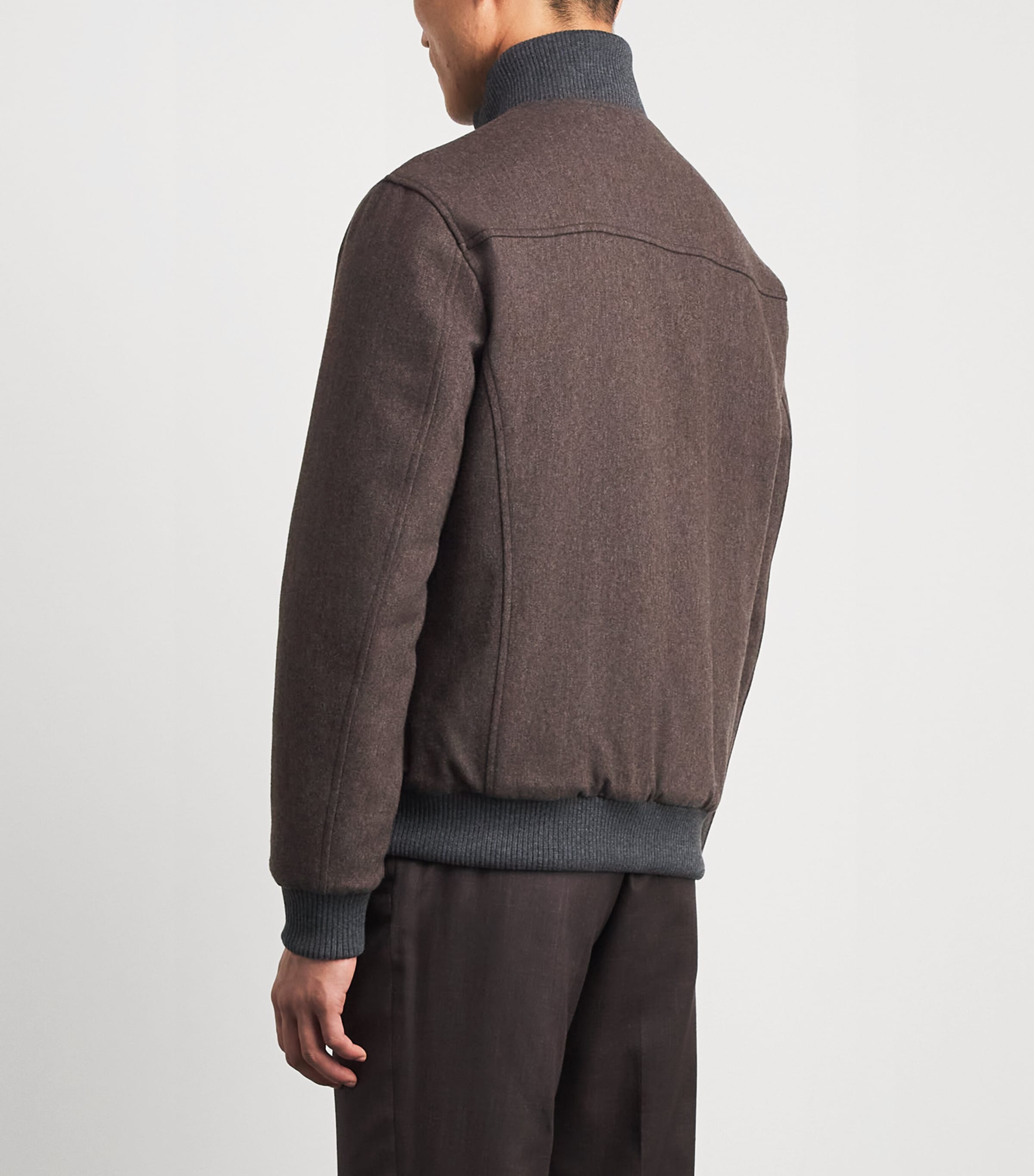 Pal Zileri Mens Wool-Blend Padded Bomber Jacket Brown Image 5