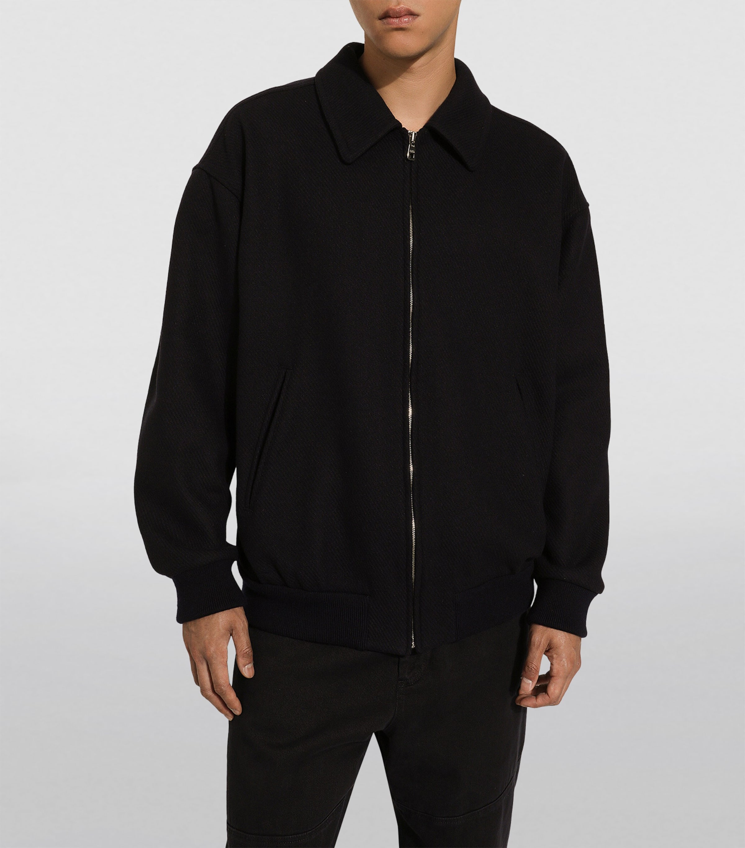 Wool-Blend Bomber Jacket B0665-VERY DARK BLUE Image 3