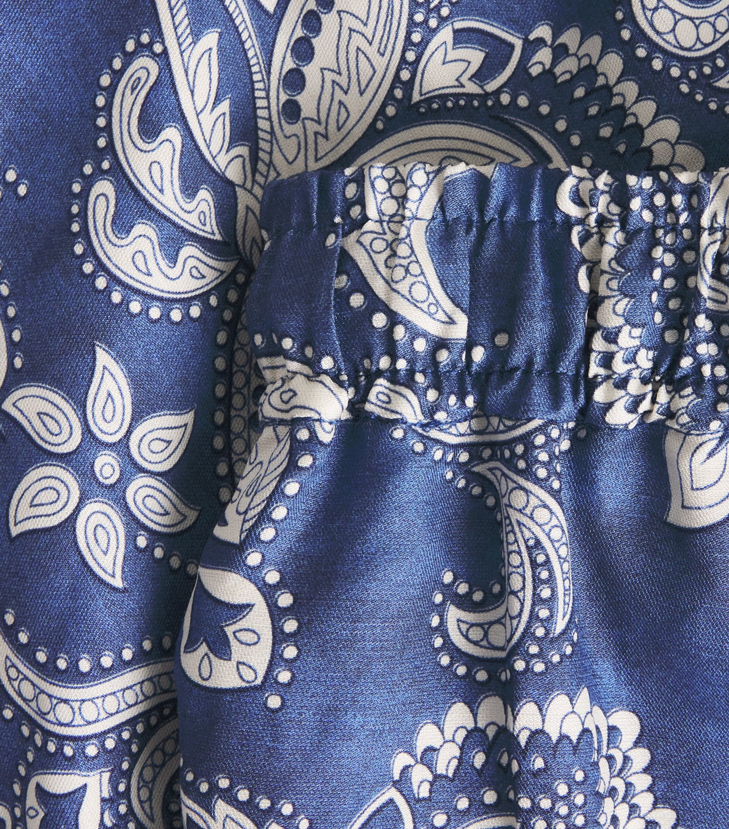 Sandro Paris Womens Satin Paisley Shorts Blue / Ecru Image 6
