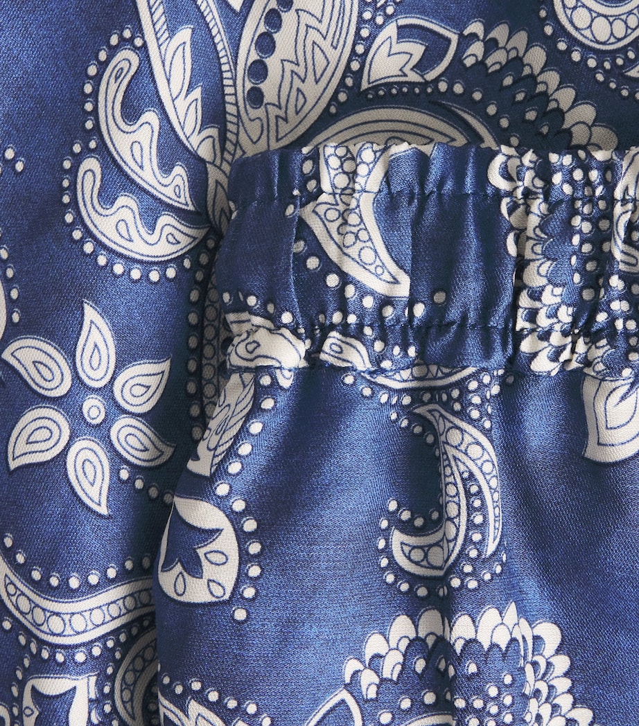 Sandro Paris Womens Satin Paisley Shorts Blue / Ecru Image 6