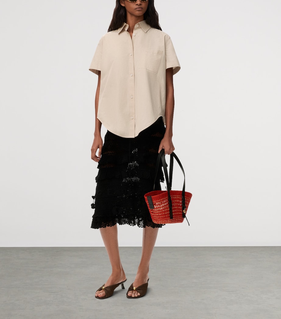 LOEWE Womens x Paula's Ibiza Anagram Short-Sleeve Shirt Light Beige Image 2
