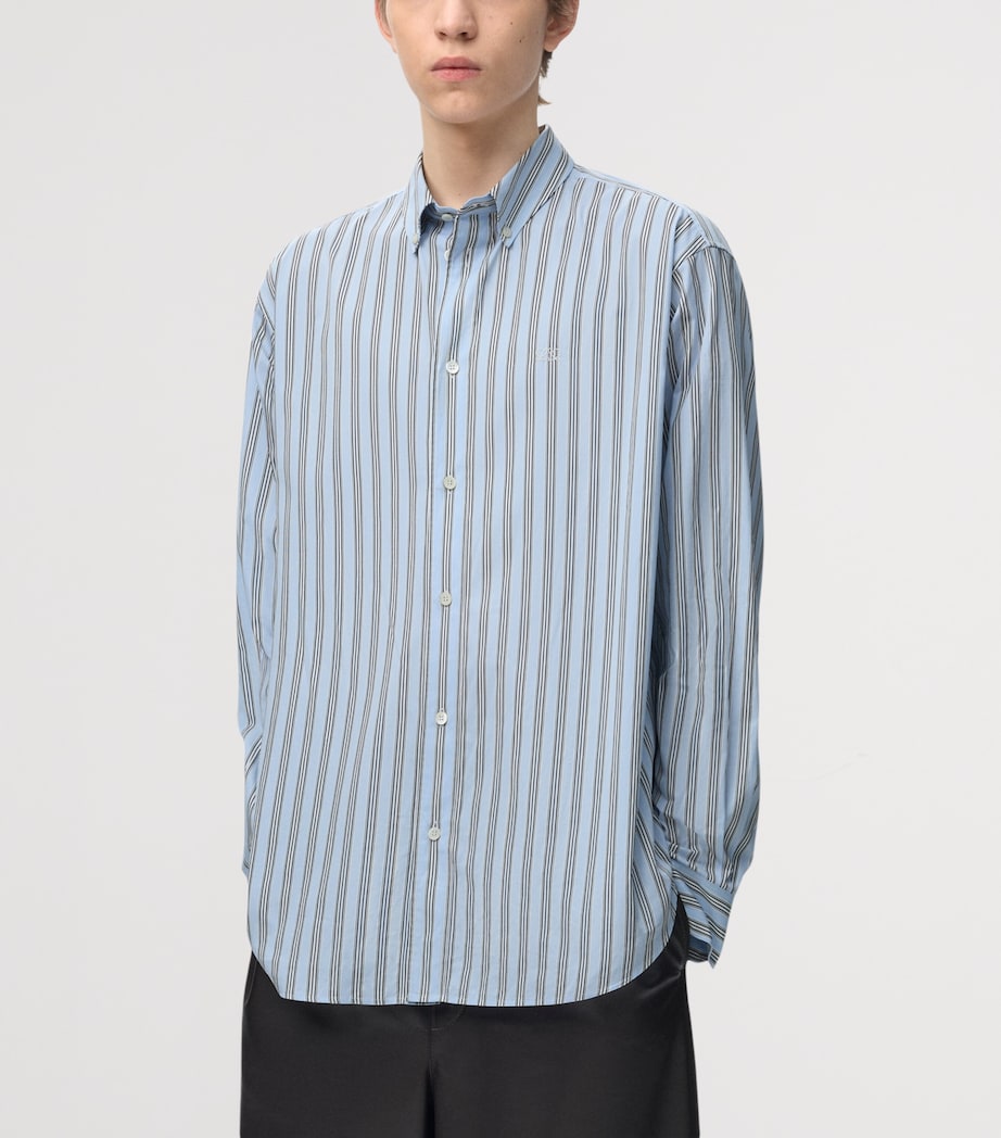 LOEWE Mens Stripe Anagram Shirt Blue/white Image 3