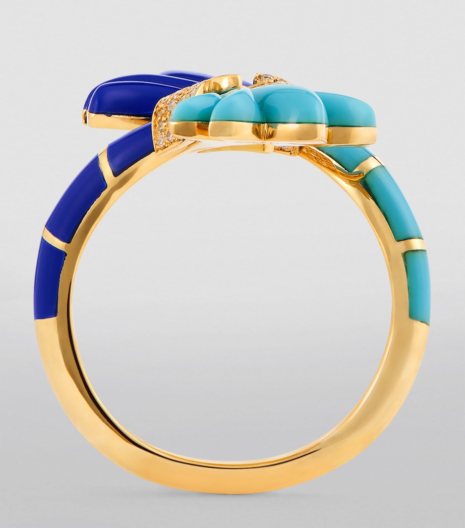 L'ATELIER NAWBAR Yellow Gold, Diamond, Lapis and Turquoise Psychedeliah Ring Turquoise Image 2