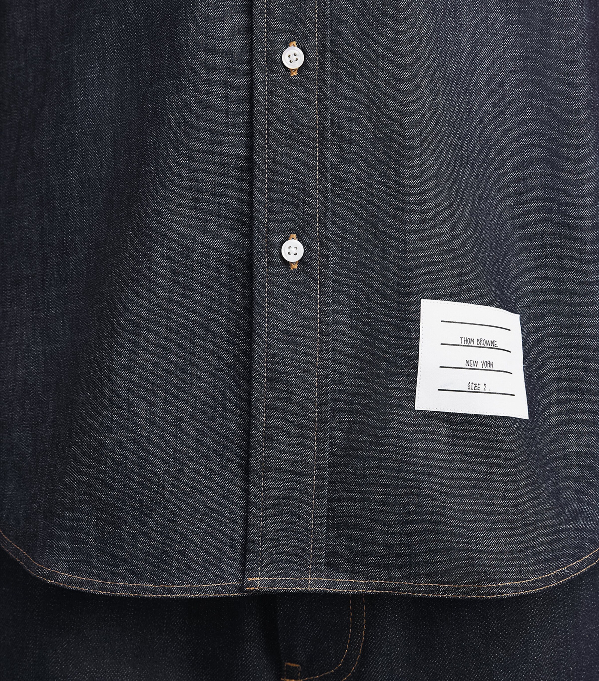 Thom Browne Mens Denim Armband Shirt Navy Image 3