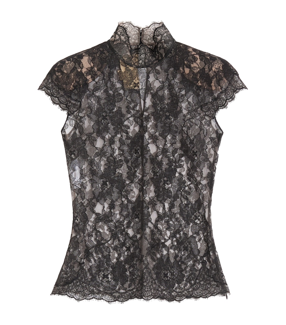 Valentino Womens Lace High-Neck Top Image 1