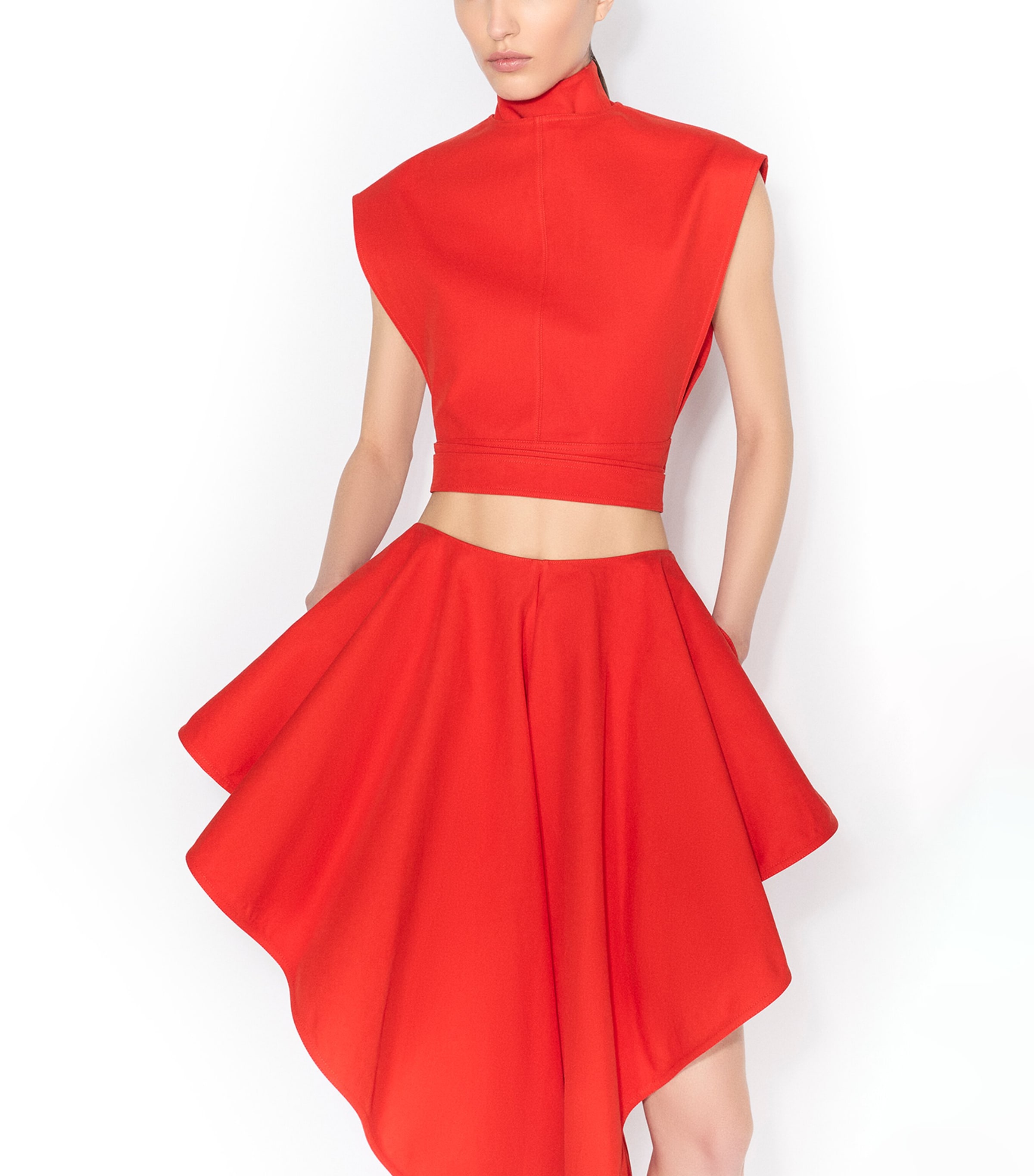 Alaïa Womens Cotton Gabardine Open-Leg Trousers Orange Sanguine Image 4