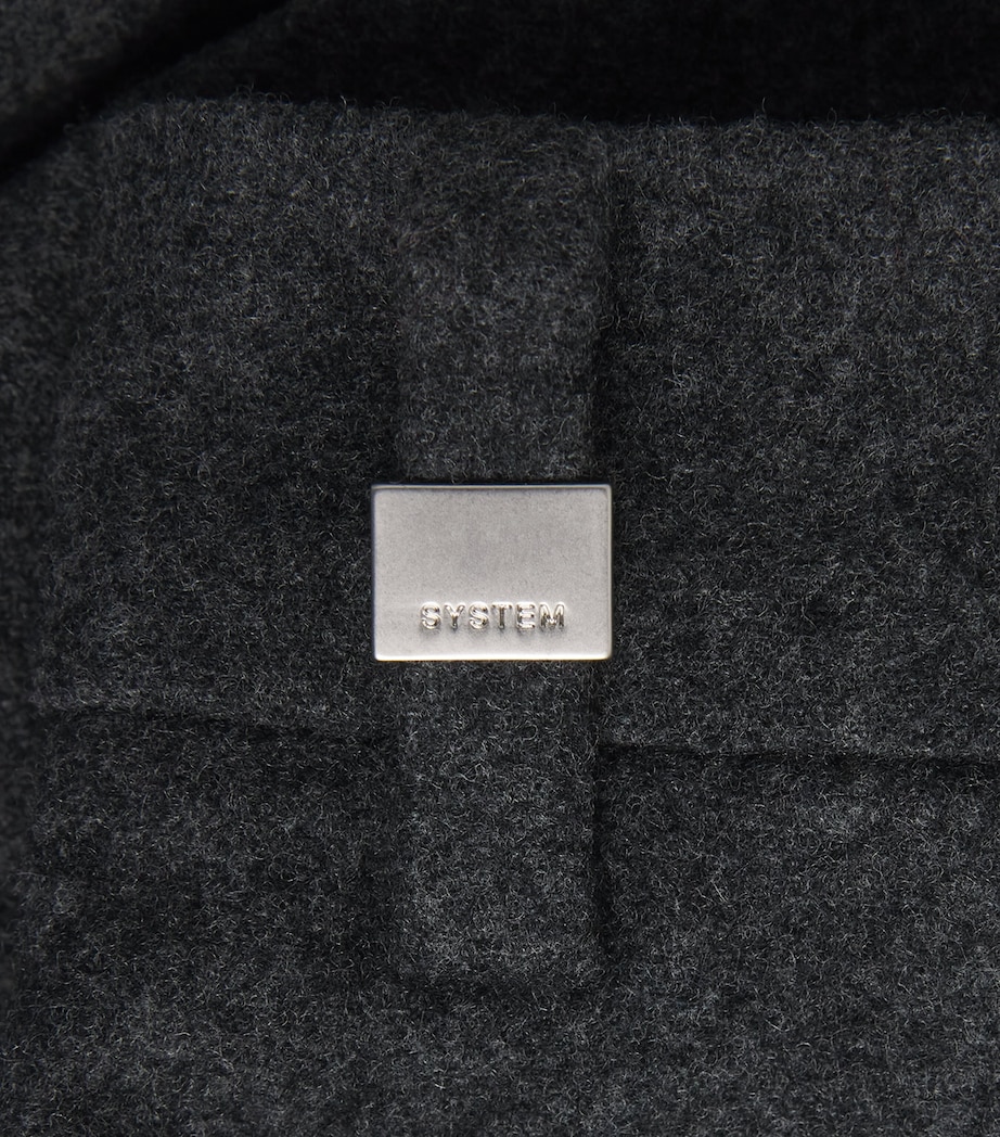 System Mens Wool-Blend Double-Pleated Trousers Black Grey Image 6